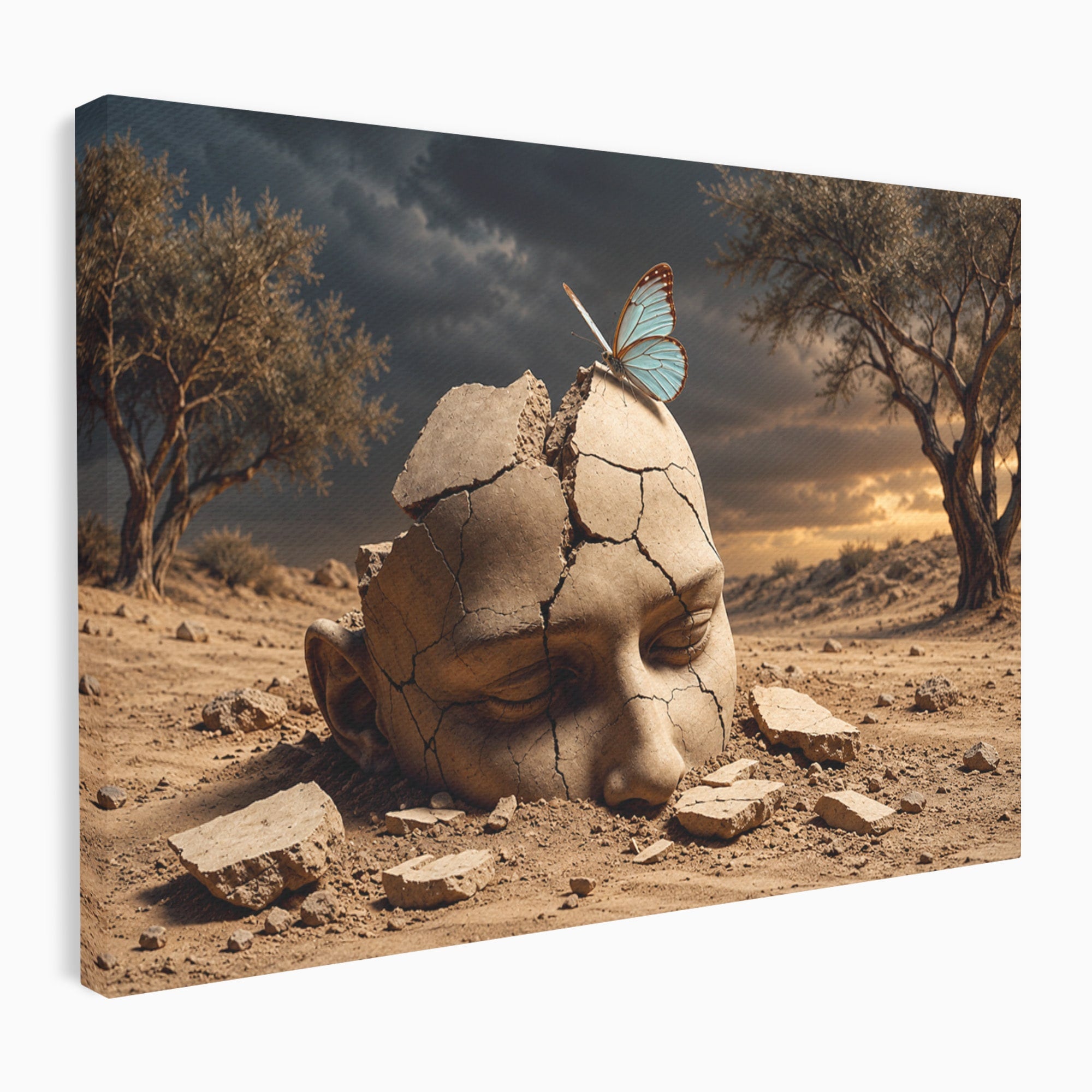Tablou Canvas Premium LuxCanva® U1065, Capul In Desert, Fluture, Surrealism, Cap, Desert, Dormitor, Culori Vibrante