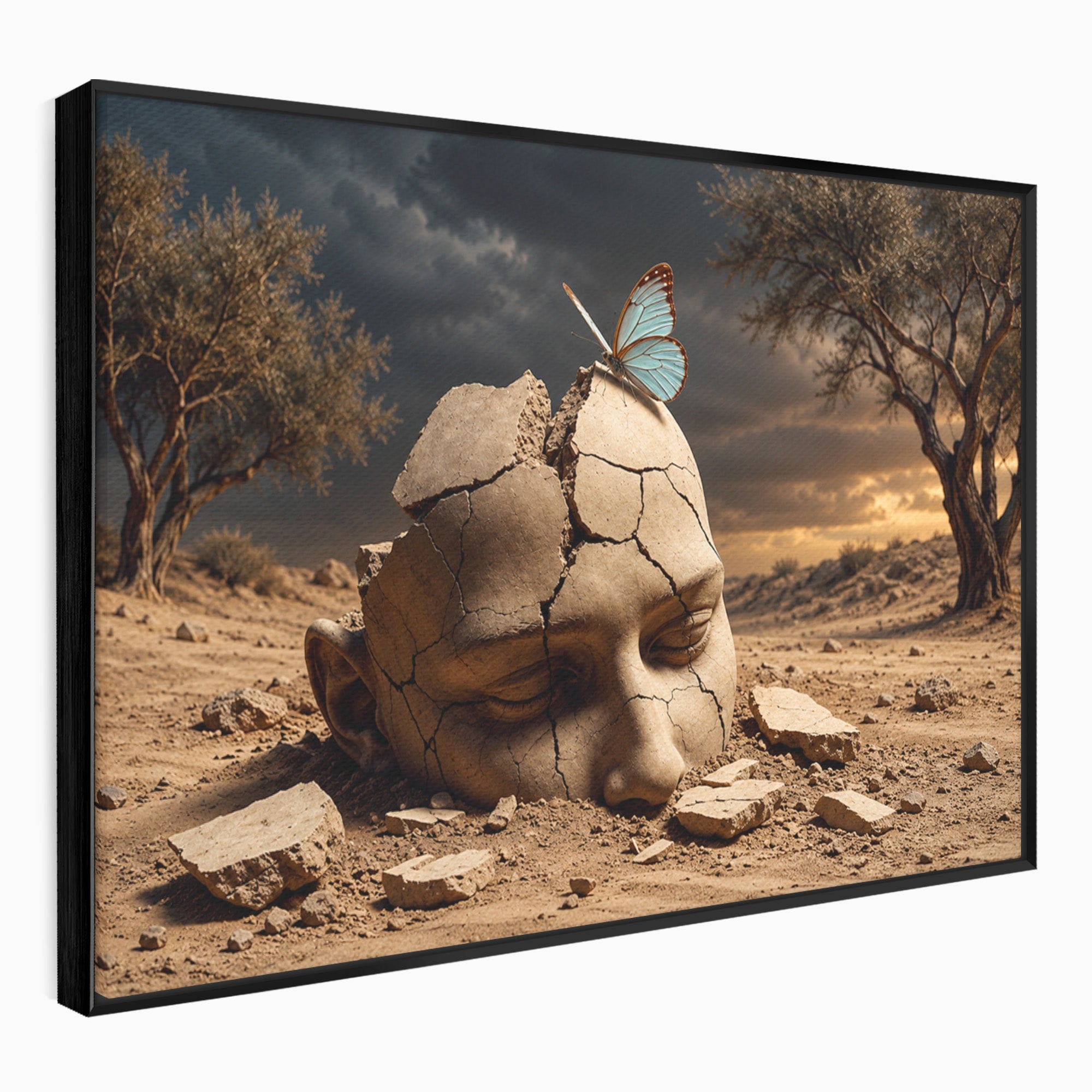 Tablou Canvas Premium LuxCanva® U1065, Capul In Desert, Fluture, Surrealism, Cap, Desert, Dormitor, Culori Vibrante