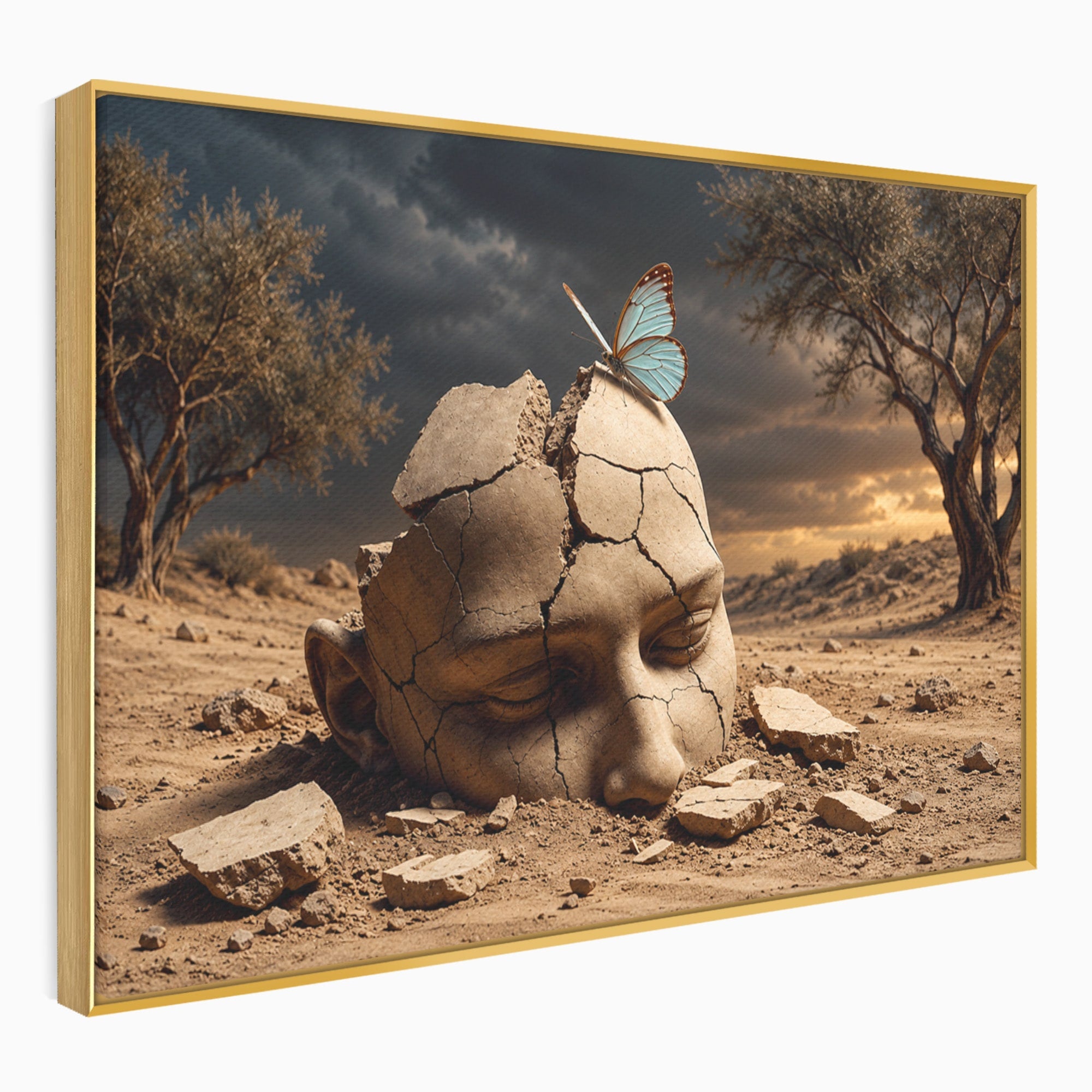 Tablou Canvas Premium LuxCanva® U1065, Capul In Desert, Fluture, Surrealism, Cap, Desert, Dormitor, Culori Vibrante