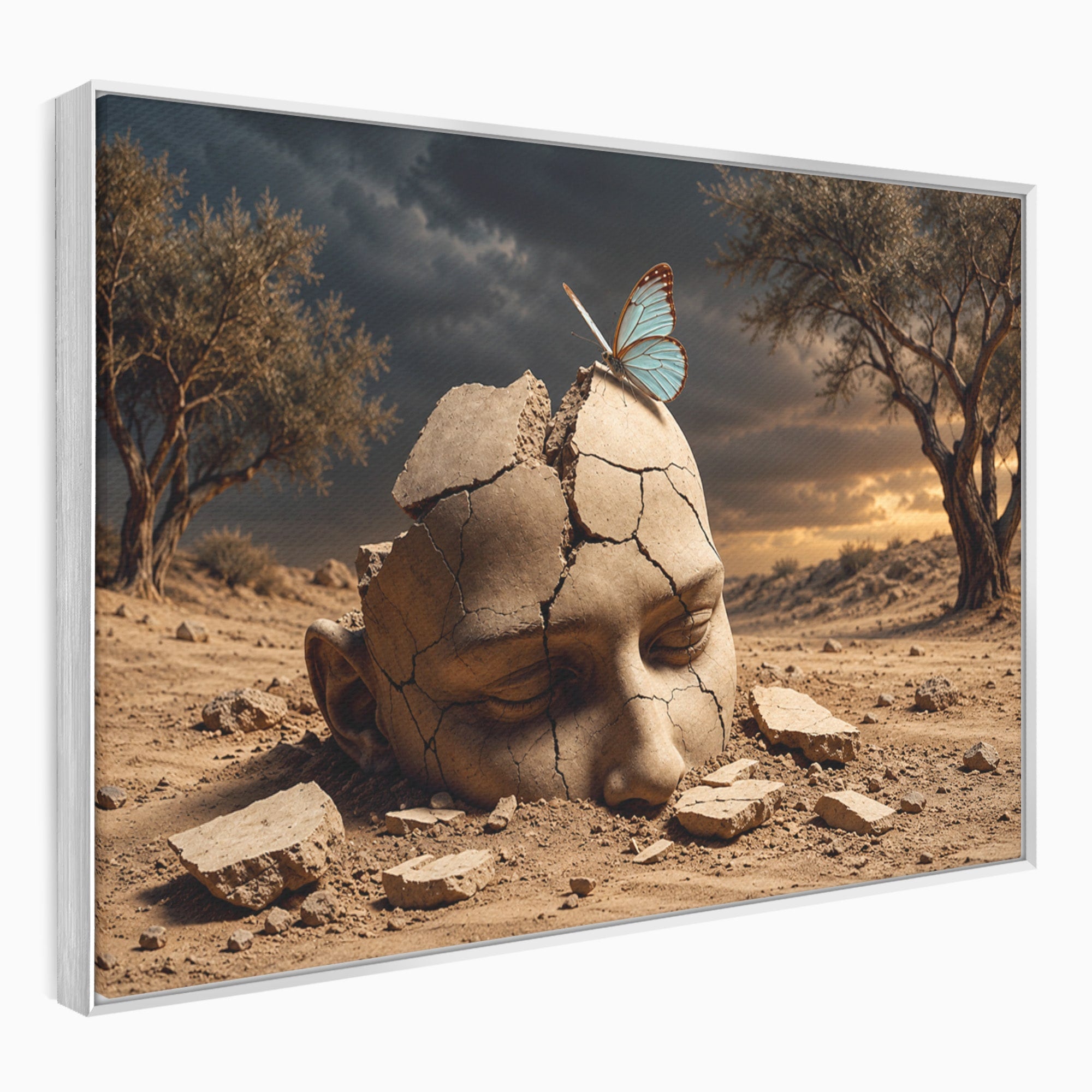 Tablou Canvas Premium LuxCanva® U1065, Capul In Desert, Fluture, Surrealism, Cap, Desert, Dormitor, Culori Vibrante