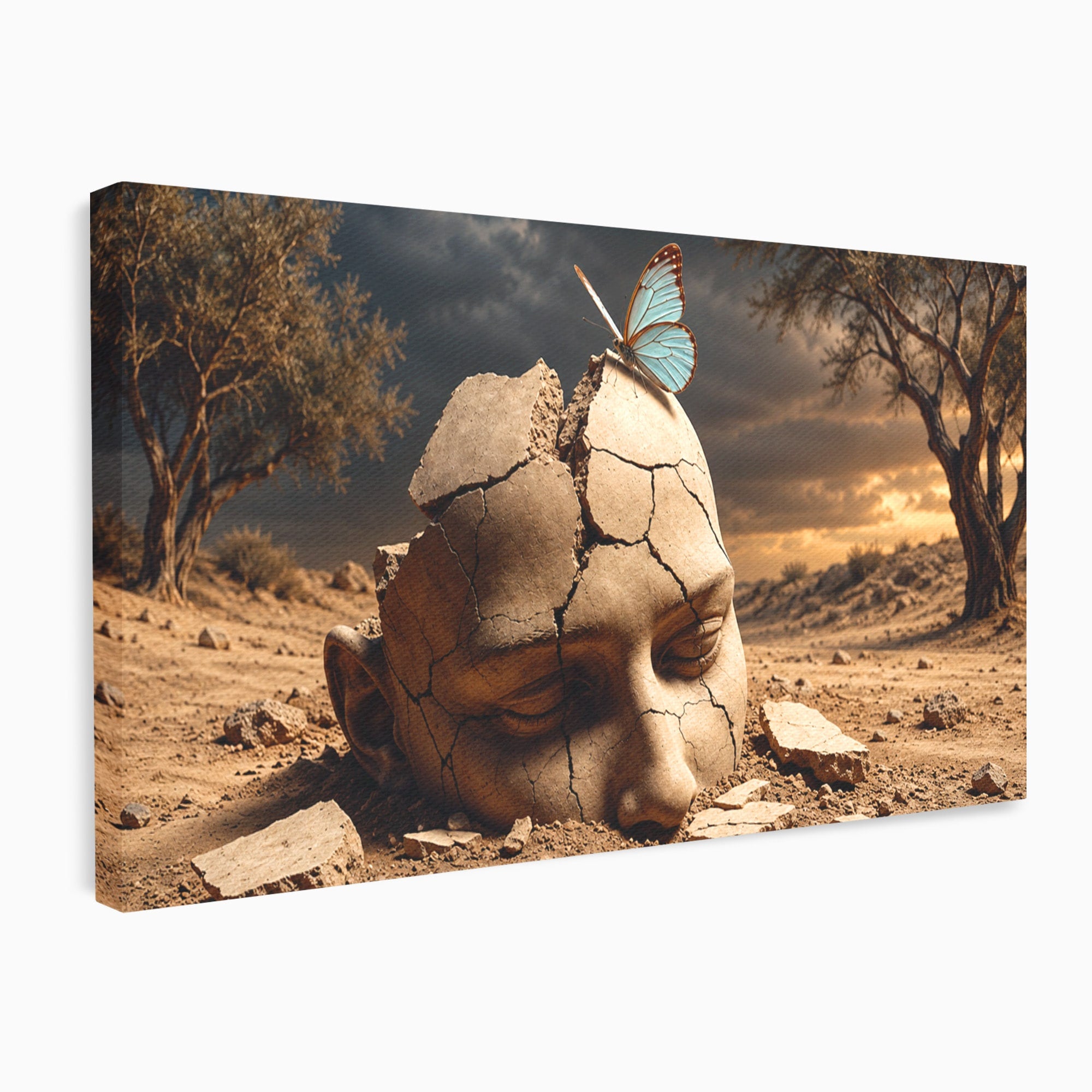 Tablou Canvas Premium LuxCanva® U1065, Capul In Desert, Fluture, Surrealism, Cap, Desert, Dormitor, Culori Vibrante