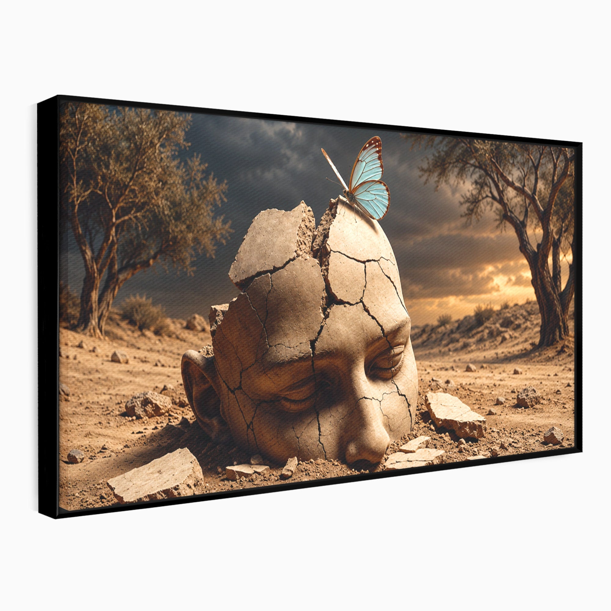 Tablou Canvas Premium LuxCanva® U1065, Capul In Desert, Fluture, Surrealism, Cap, Desert, Dormitor, Culori Vibrante