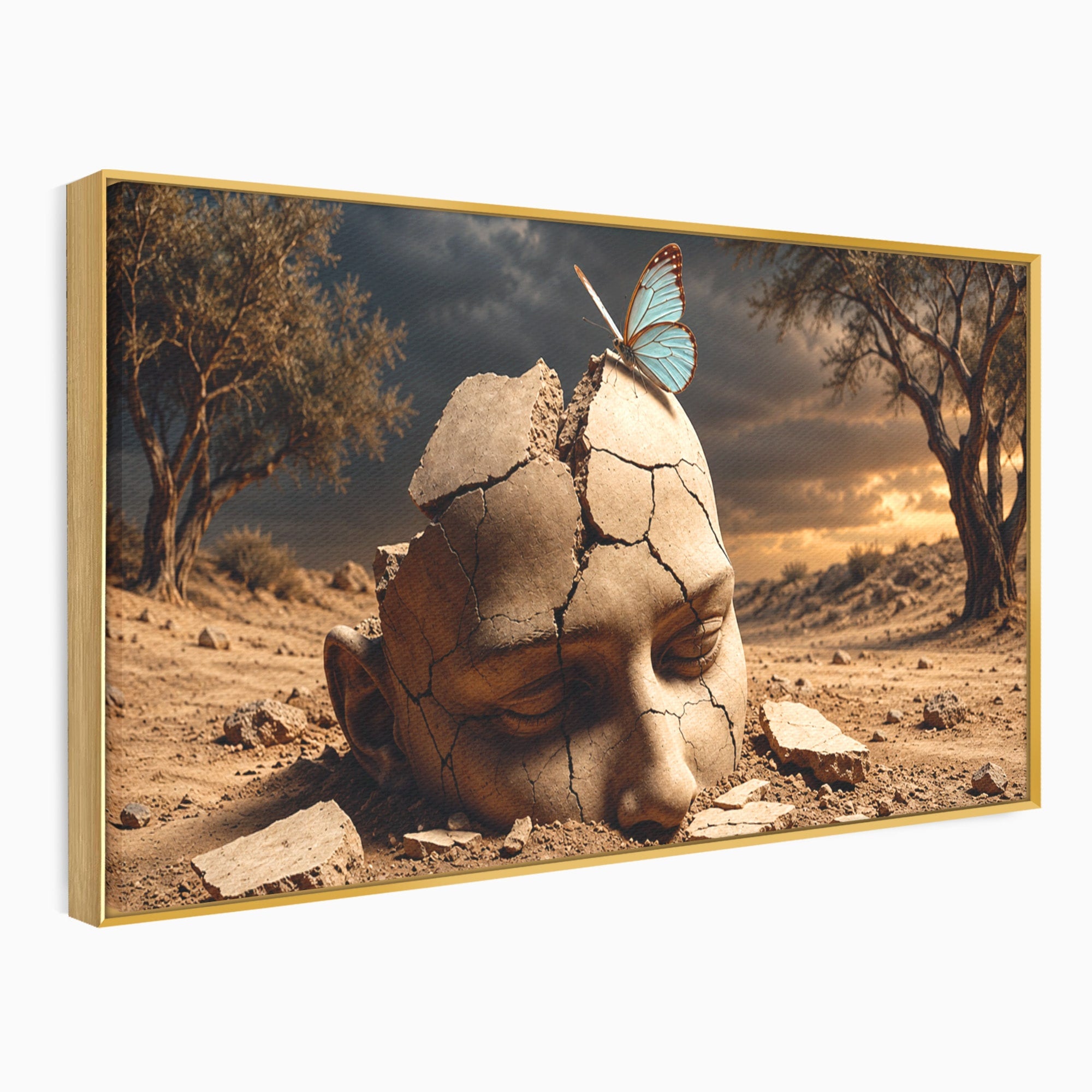 Tablou Canvas Premium LuxCanva® U1065, Capul In Desert, Fluture, Surrealism, Cap, Desert, Dormitor, Culori Vibrante