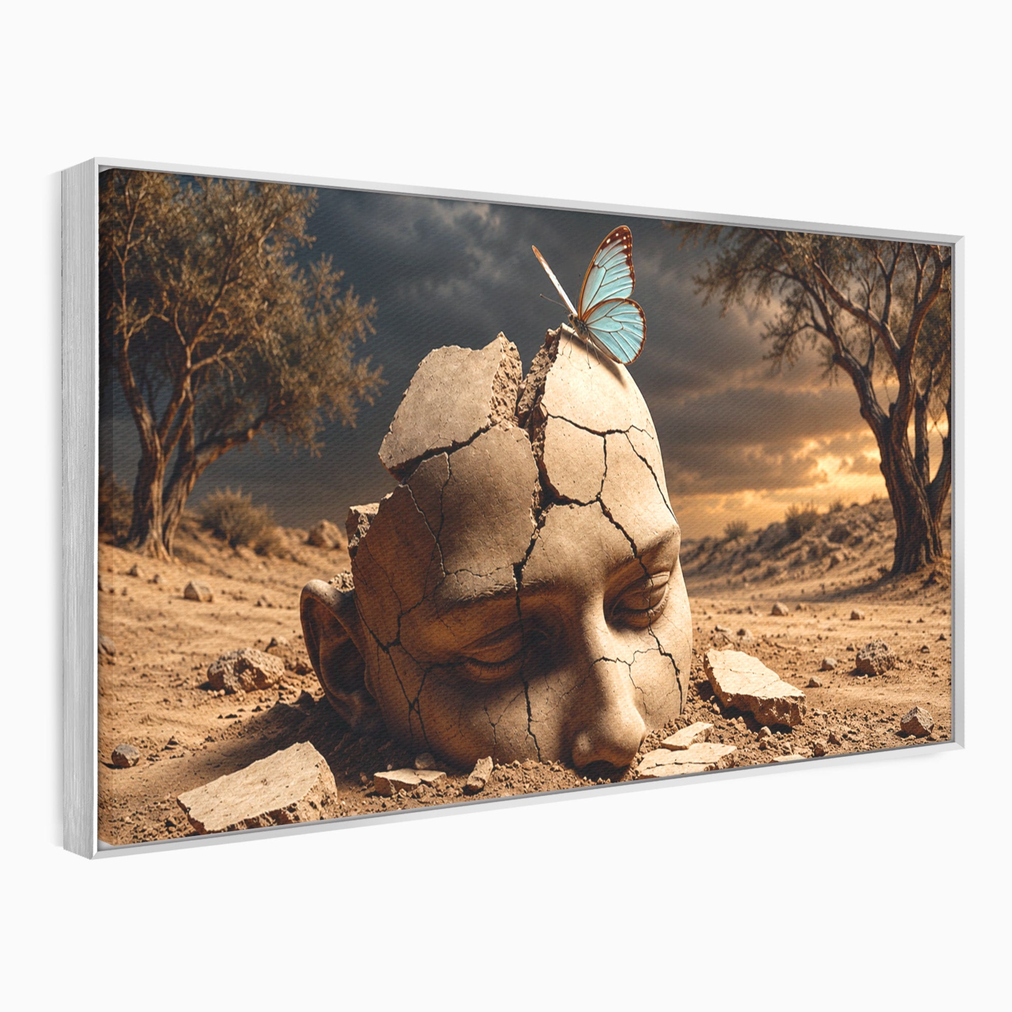 Tablou Canvas Premium LuxCanva® U1065, Capul In Desert, Fluture, Surrealism, Cap, Desert, Dormitor, Culori Vibrante
