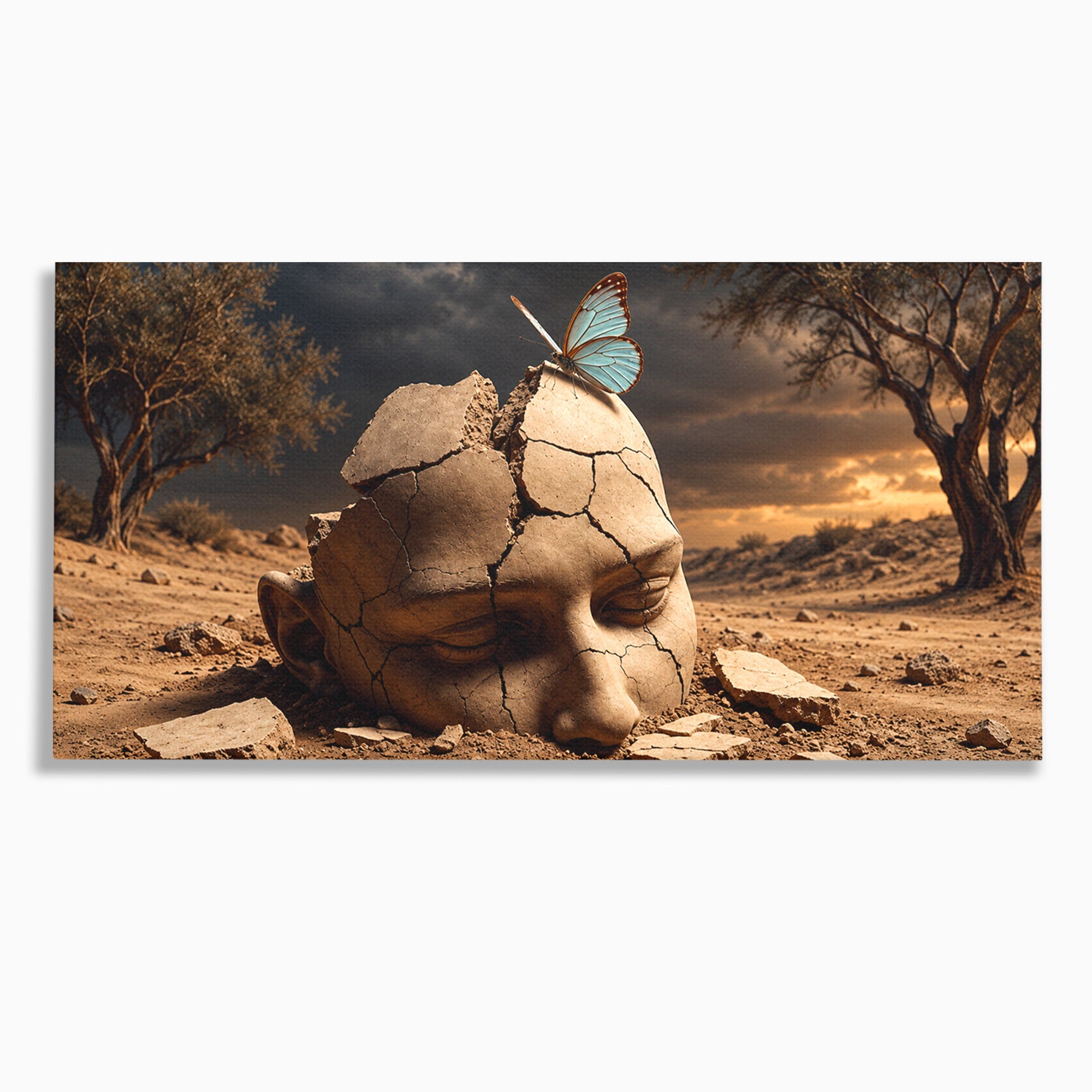 Tablou Canvas Premium LuxCanva® U1065, Capul In Desert, Fluture, Surrealism, Cap, Desert, Dormitor, Culori Vibrante