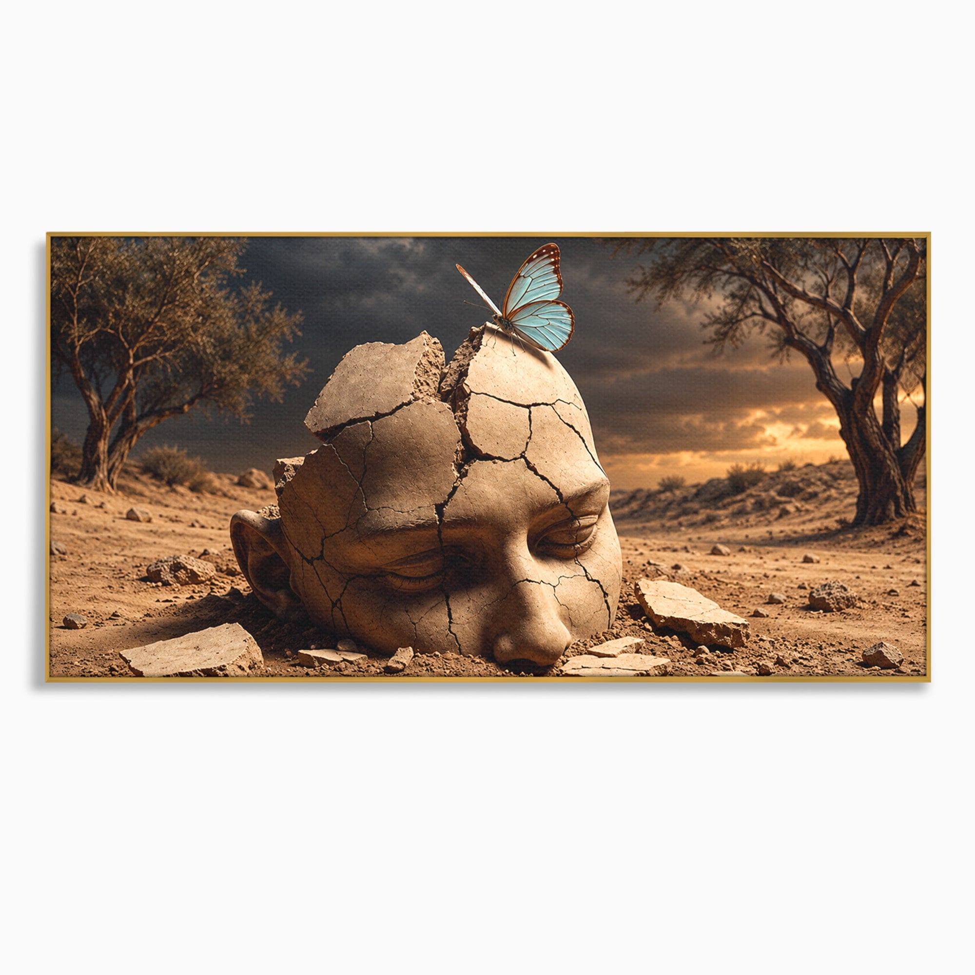 Tablou Canvas Premium LuxCanva® U1065, Capul In Desert, Fluture, Surrealism, Cap, Desert, Dormitor, Culori Vibrante