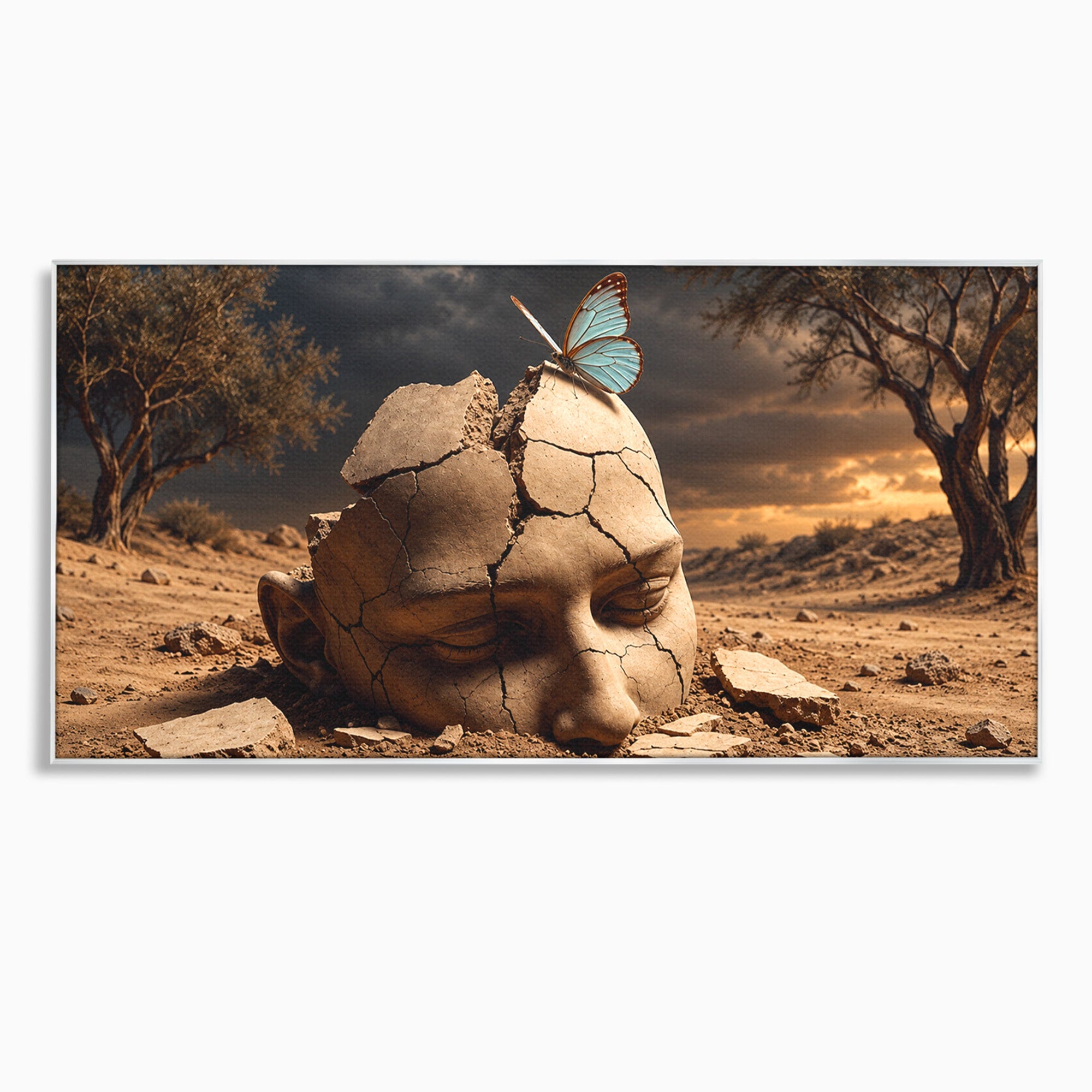 Tablou Canvas Premium LuxCanva® U1065, Capul In Desert, Fluture, Surrealism, Cap, Desert, Dormitor, Culori Vibrante