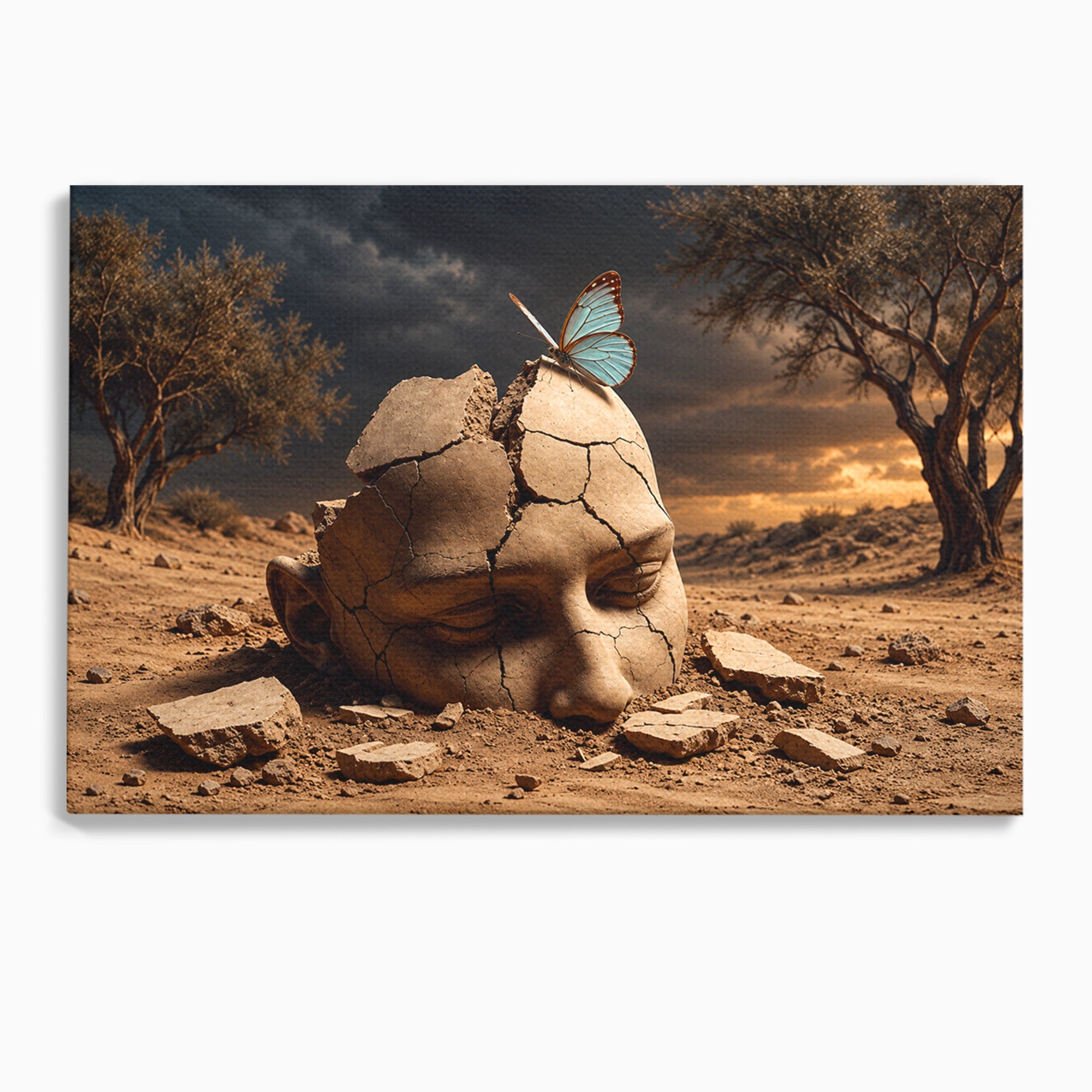 Tablou Canvas Premium LuxCanva® U1065, Capul In Desert, Fluture, Surrealism, Cap, Desert, Dormitor, Culori Vibrante
