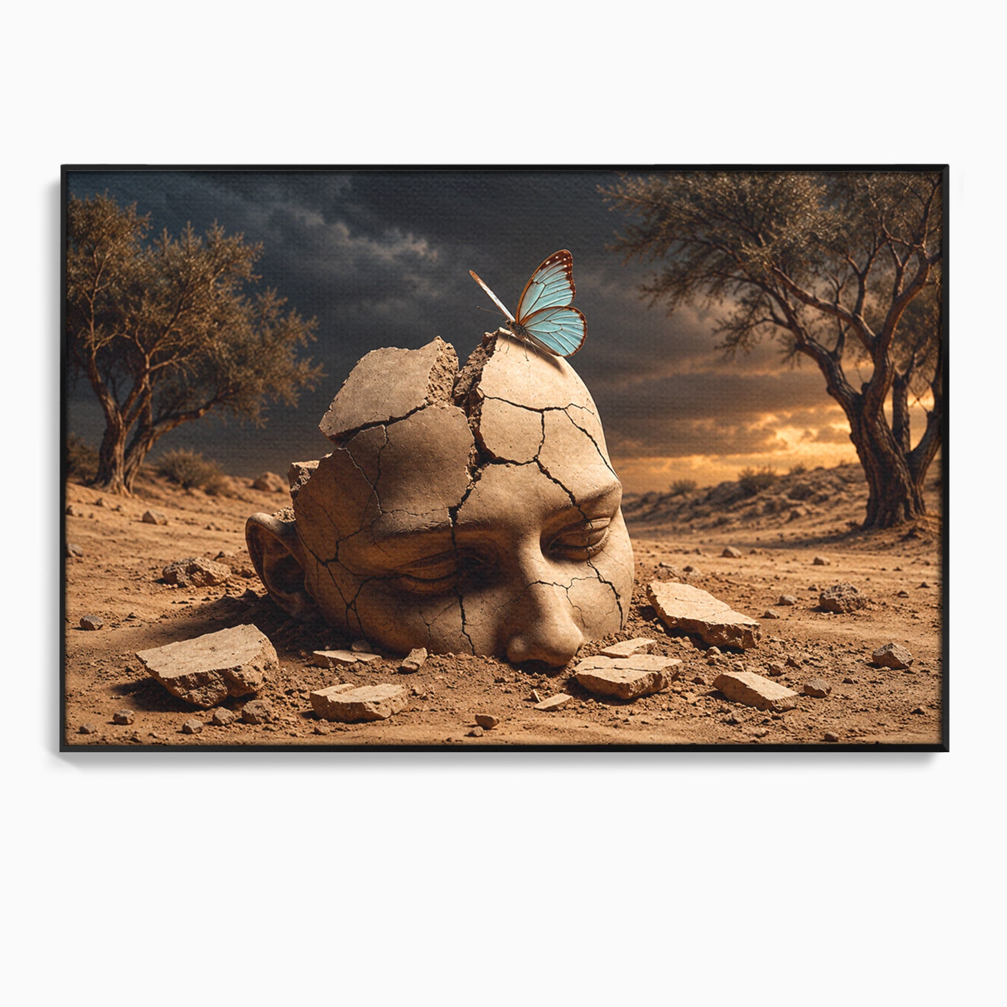 Tablou Canvas Premium LuxCanva® U1065, Capul In Desert, Fluture, Surrealism, Cap, Desert, Dormitor, Culori Vibrante