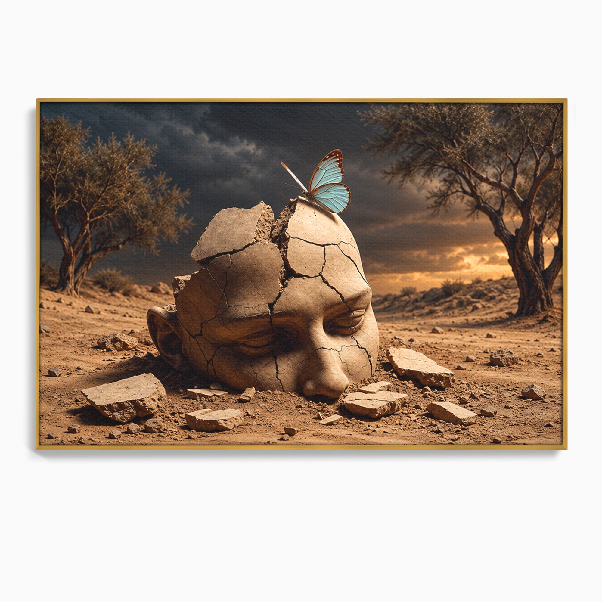 Tablou Canvas Premium LuxCanva® U1065, Capul In Desert, Fluture, Surrealism, Cap, Desert, Dormitor, Culori Vibrante