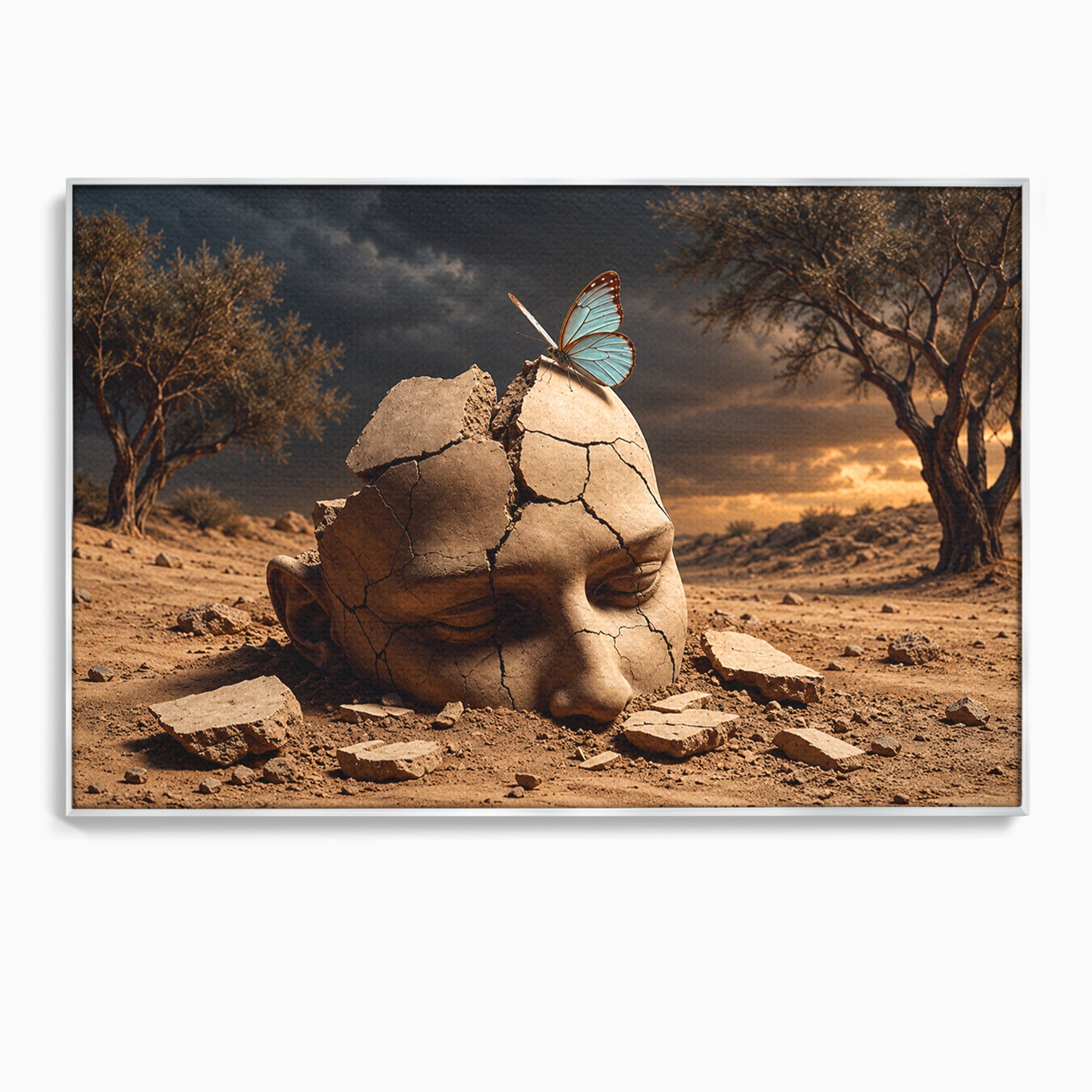 Tablou Canvas Premium LuxCanva® U1065, Capul In Desert, Fluture, Surrealism, Cap, Desert, Dormitor, Culori Vibrante