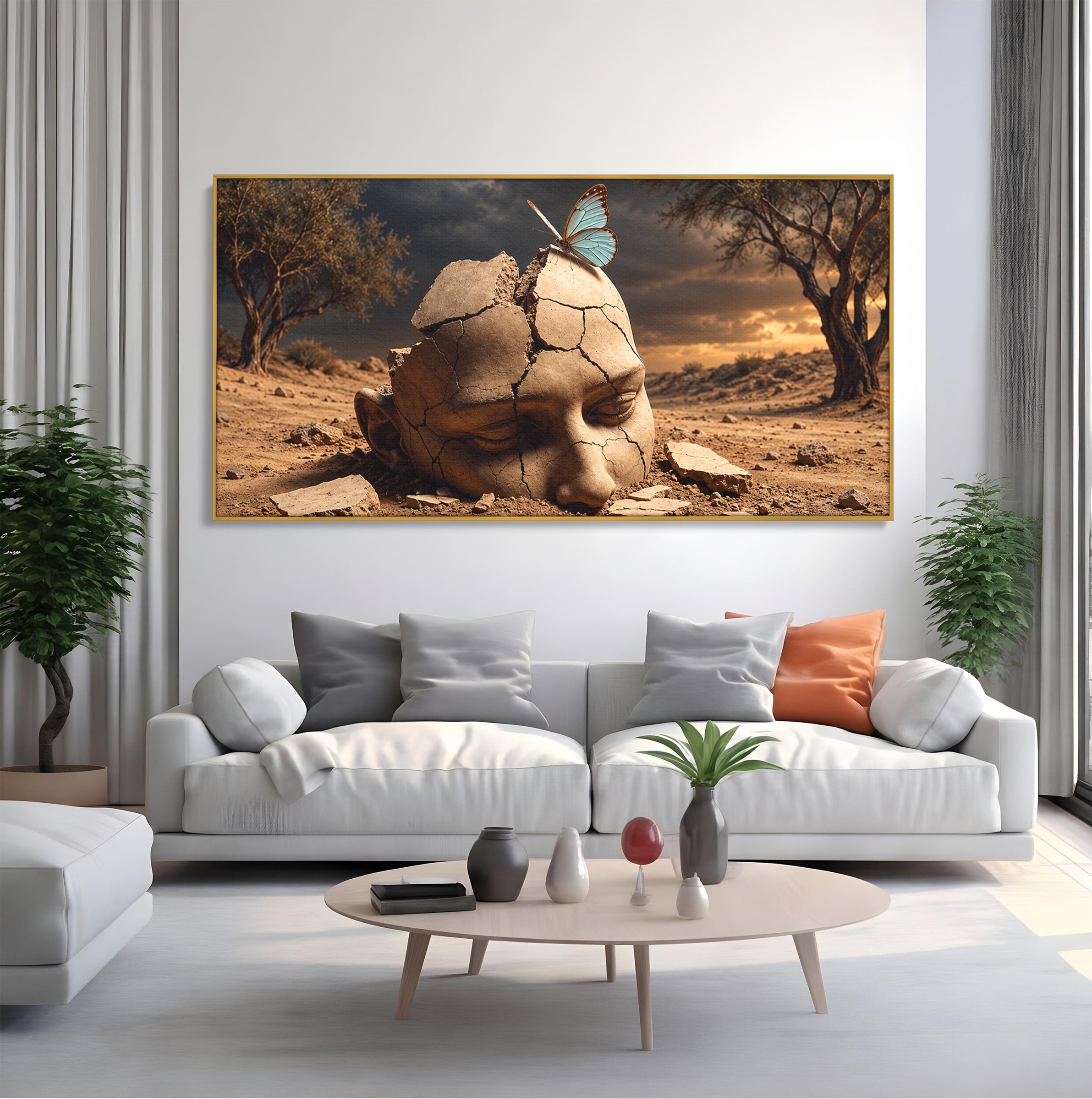 Tablou Canvas Premium LuxCanva® U1065, Capul In Desert, Fluture, Surrealism, Cap, Desert, Dormitor, Culori Vibrante