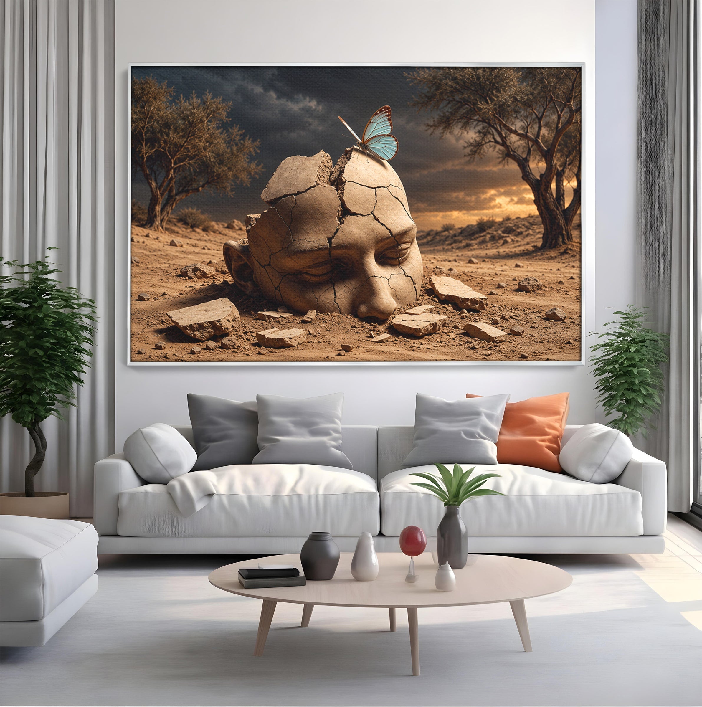 Tablou Canvas Premium LuxCanva® U1065, Capul In Desert, Fluture, Surrealism, Cap, Desert, Dormitor, Culori Vibrante