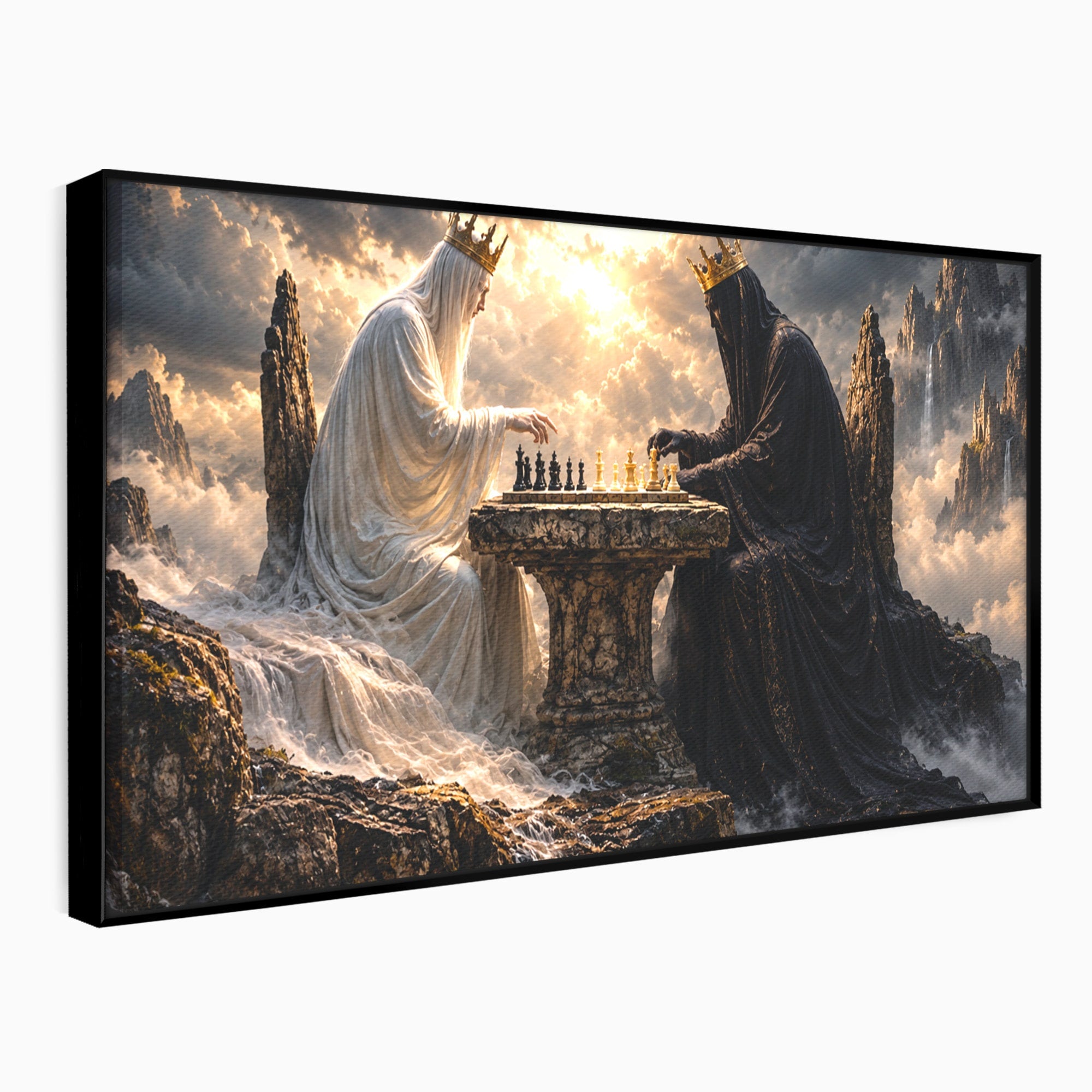 Tablou Canvas Premium LuxCanva® U1067, Regi Jucand Sah, Regi, Fantezie, Strategie, Sah, Living, Culori Vibrante