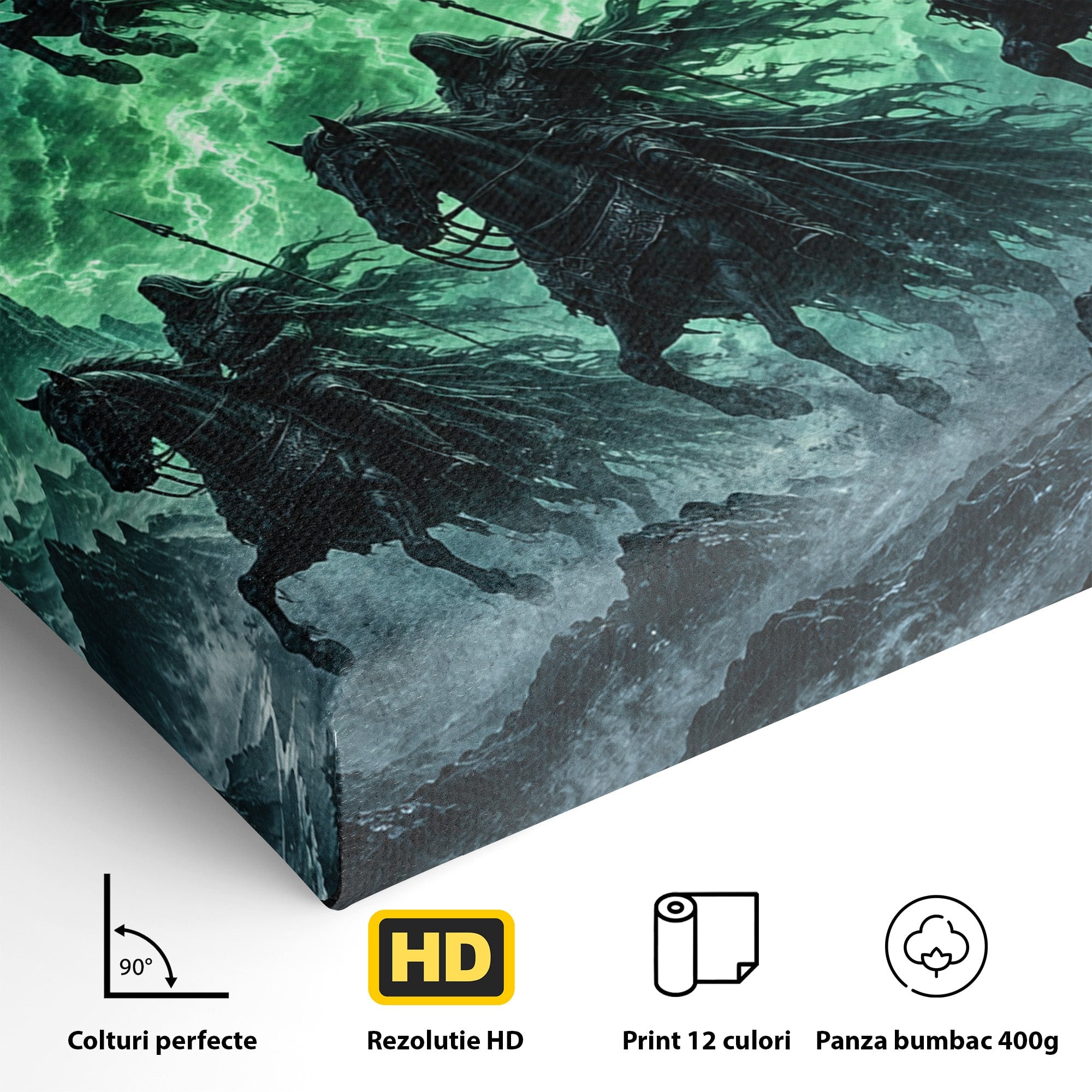 Tablou Canvas Premium LuxCanva® U1069, Calaretii Apocalipsei, Fantezie, Mister, Apocalipsa, Cai, Dormitor, Culori Vibrante