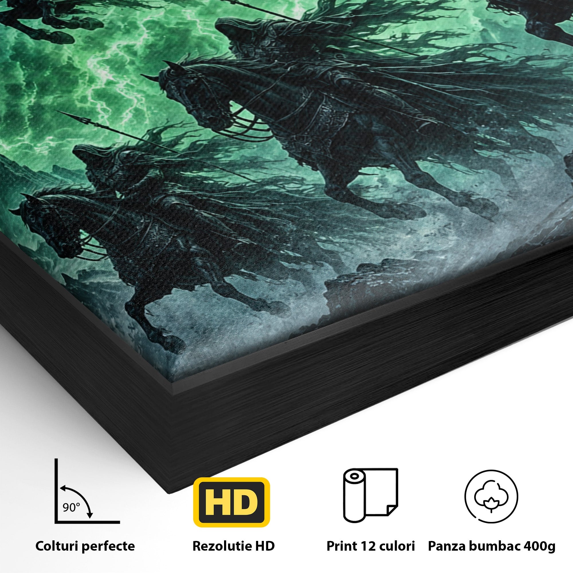 Tablou Canvas Premium LuxCanva® U1069, Calaretii Apocalipsei, Fantezie, Mister, Apocalipsa, Cai, Dormitor, Culori Vibrante