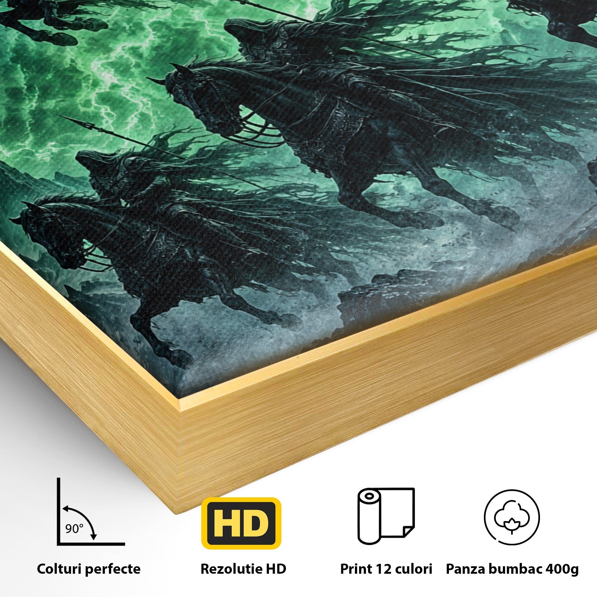 Tablou Canvas Premium LuxCanva® U1069, Calaretii Apocalipsei, Fantezie, Mister, Apocalipsa, Cai, Dormitor, Culori Vibrante