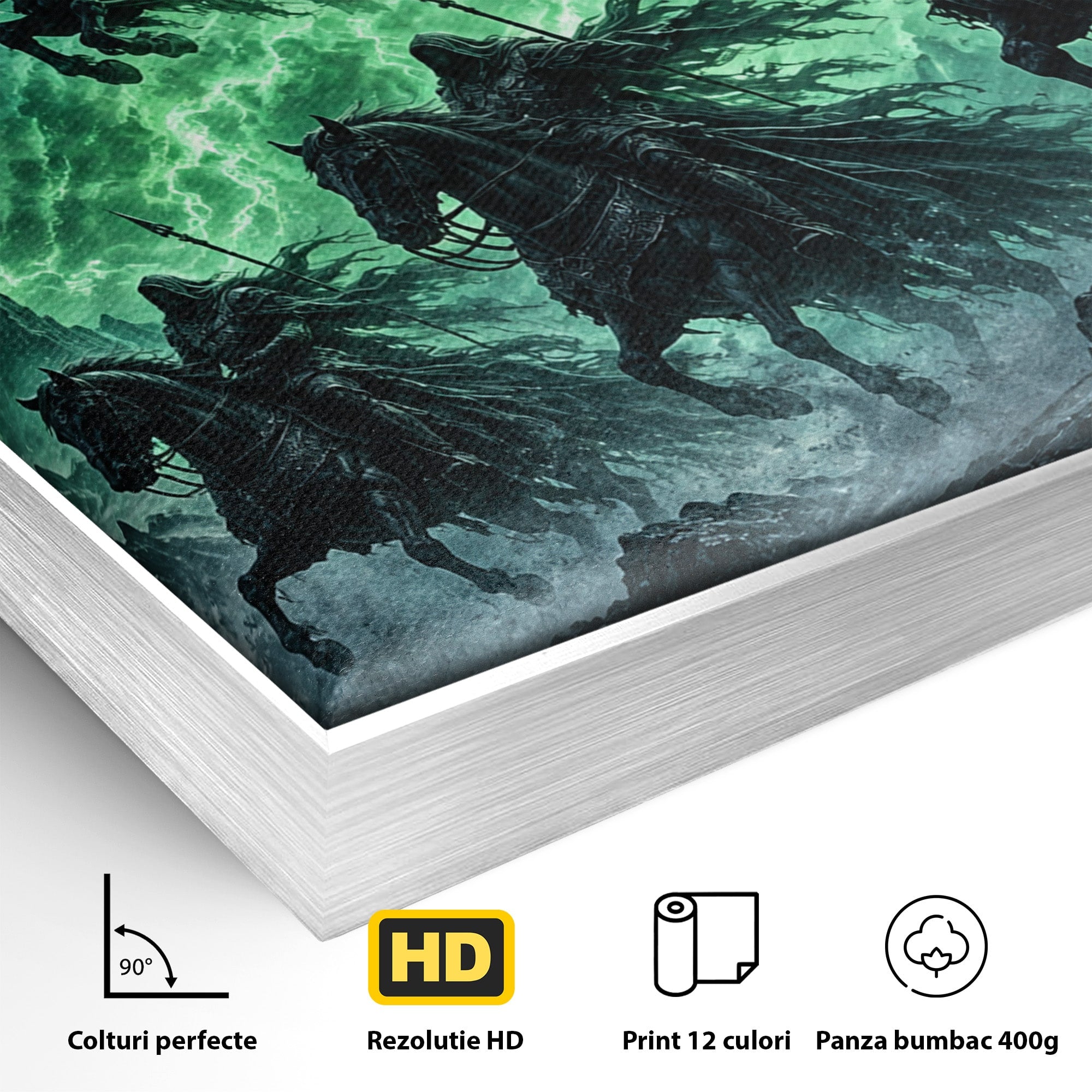 Tablou Canvas Premium LuxCanva® U1069, Calaretii Apocalipsei, Fantezie, Mister, Apocalipsa, Cai, Dormitor, Culori Vibrante