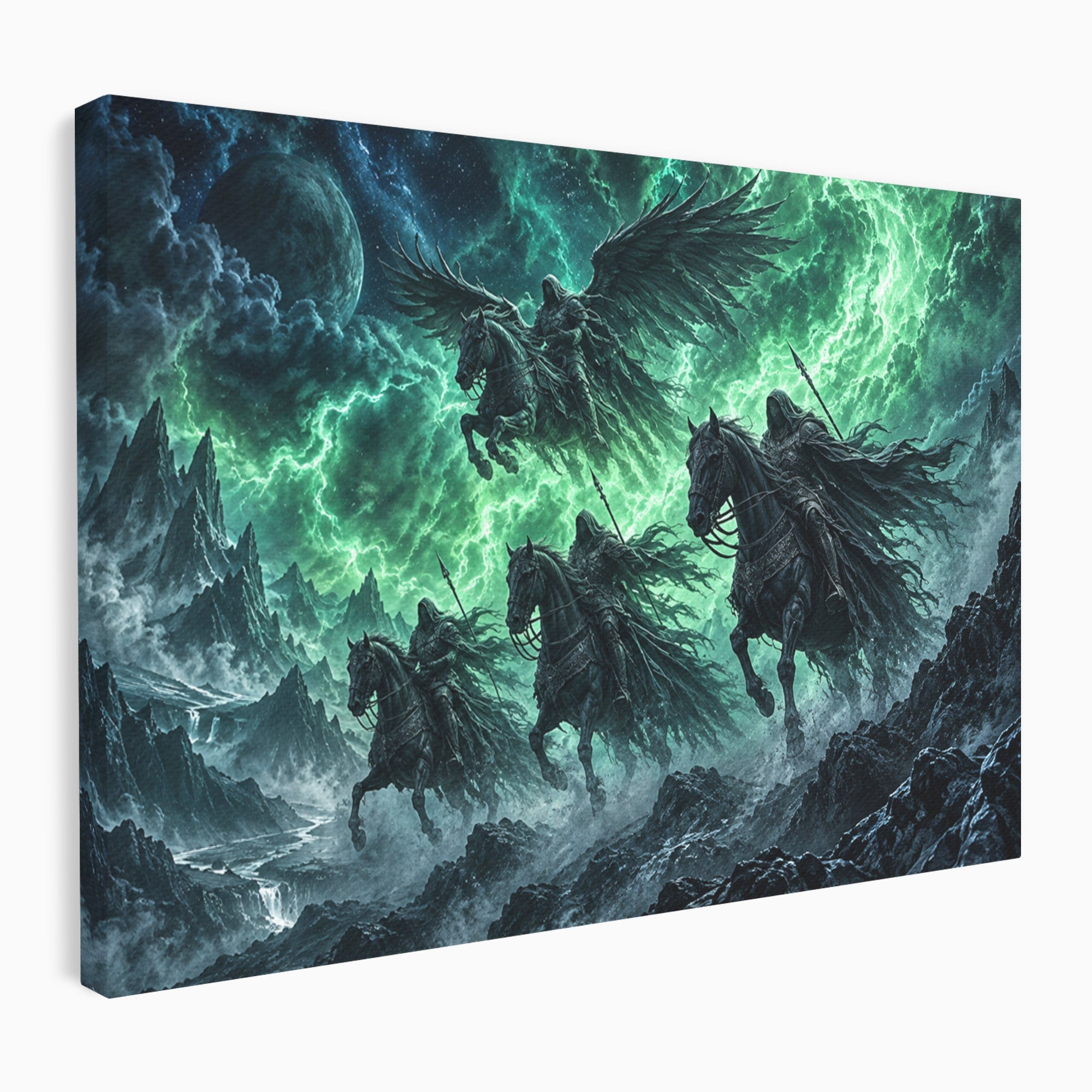 Tablou Canvas Premium LuxCanva® U1069, Calaretii Apocalipsei, Fantezie, Mister, Apocalipsa, Cai, Dormitor, Culori Vibrante