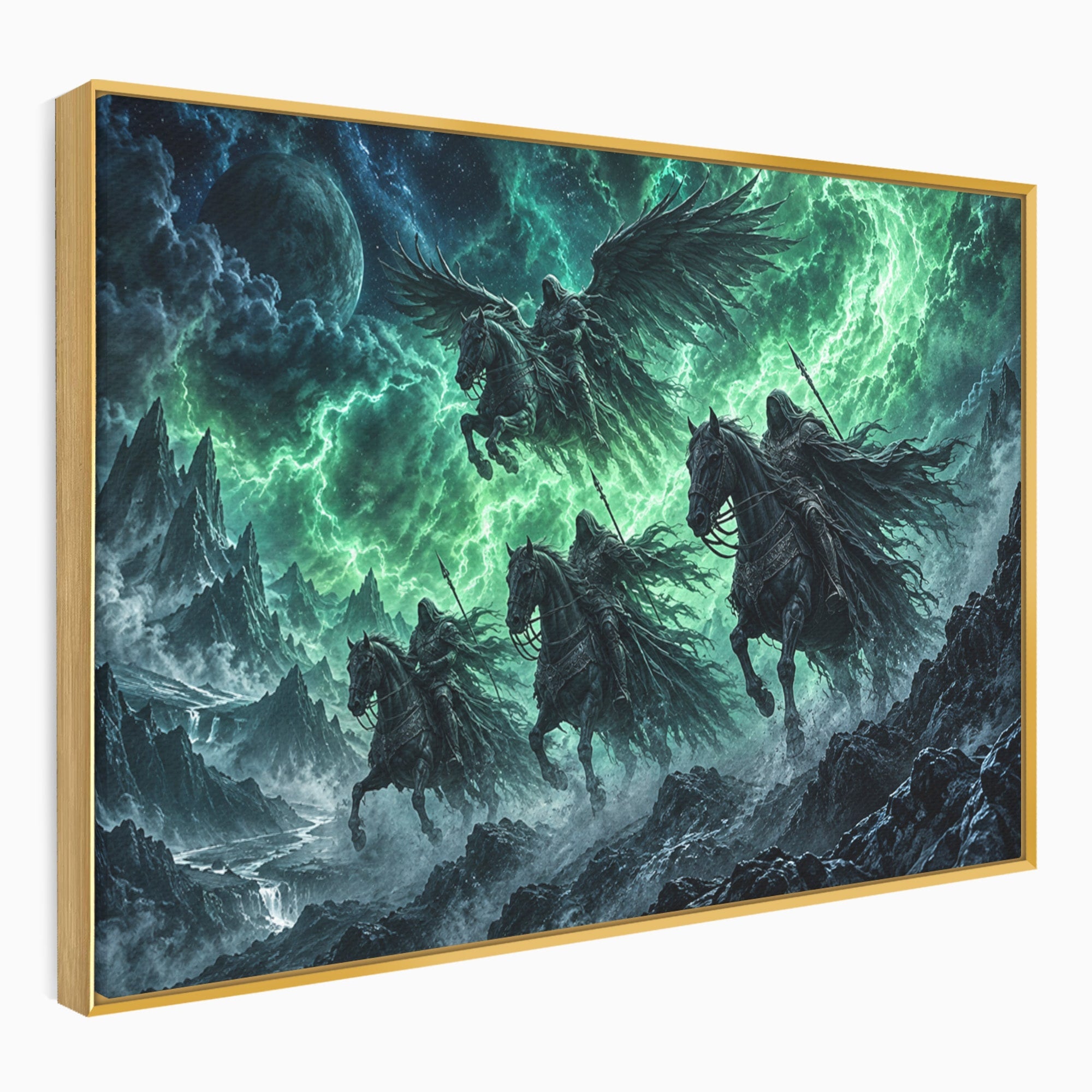 Tablou Canvas Premium LuxCanva® U1069, Calaretii Apocalipsei, Fantezie, Mister, Apocalipsa, Cai, Dormitor, Culori Vibrante