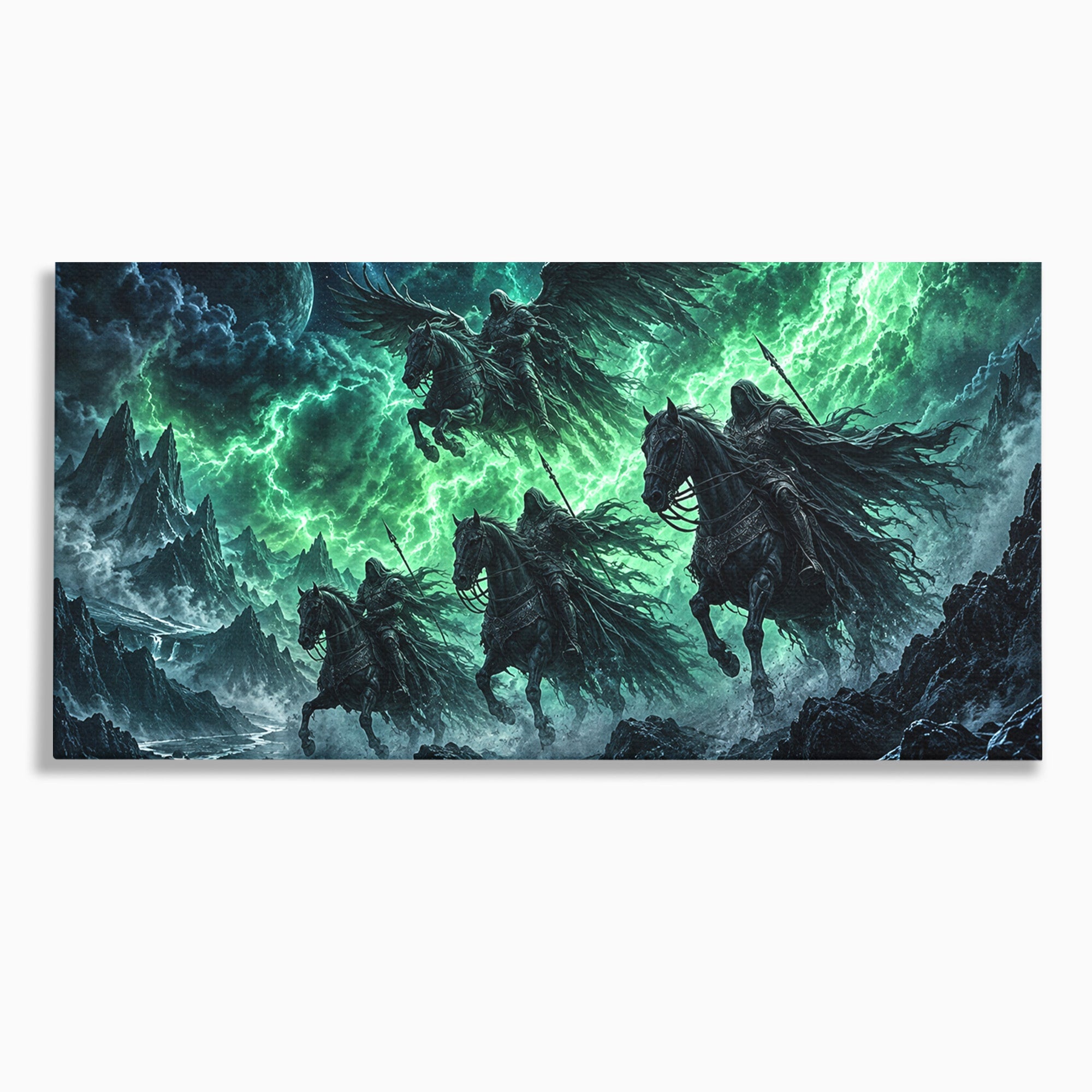 Tablou Canvas Premium LuxCanva® U1069, Calaretii Apocalipsei, Fantezie, Mister, Apocalipsa, Cai, Dormitor, Culori Vibrante