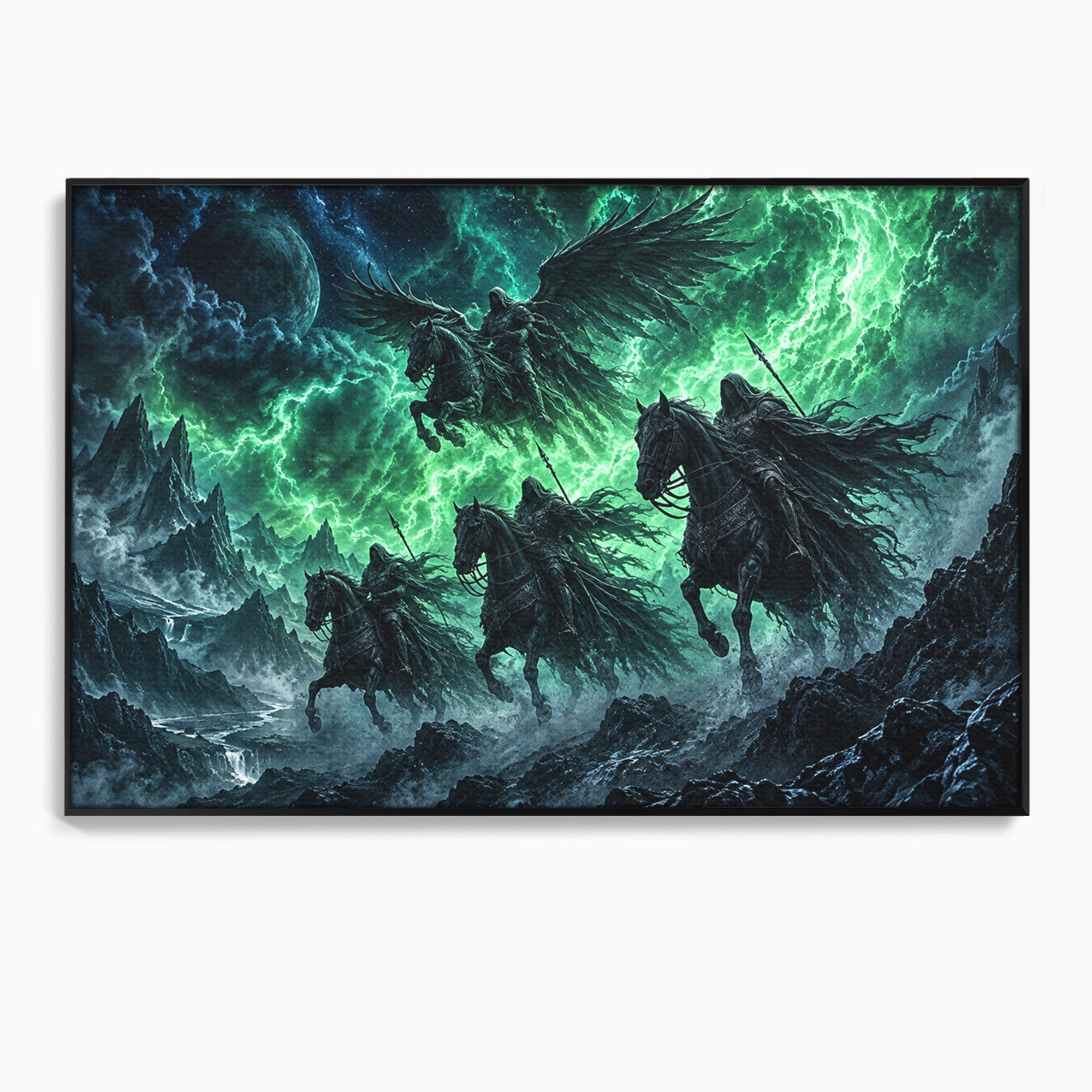 Tablou Canvas Premium LuxCanva® U1069, Calaretii Apocalipsei, Fantezie, Mister, Apocalipsa, Cai, Dormitor, Culori Vibrante