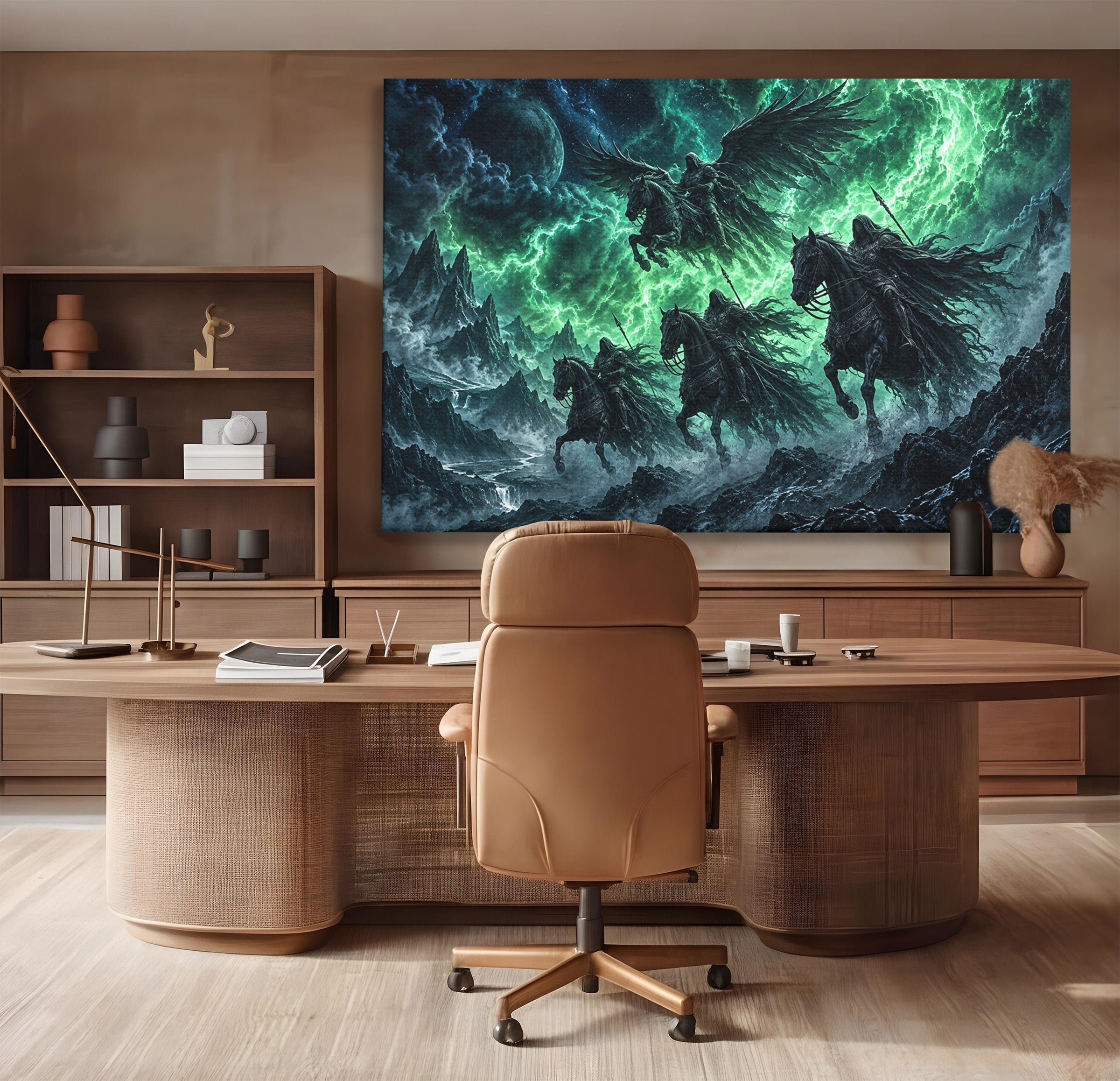 Tablou Canvas Premium LuxCanva® U1069, Calaretii Apocalipsei, Fantezie, Mister, Apocalipsa, Cai, Dormitor, Culori Vibrante