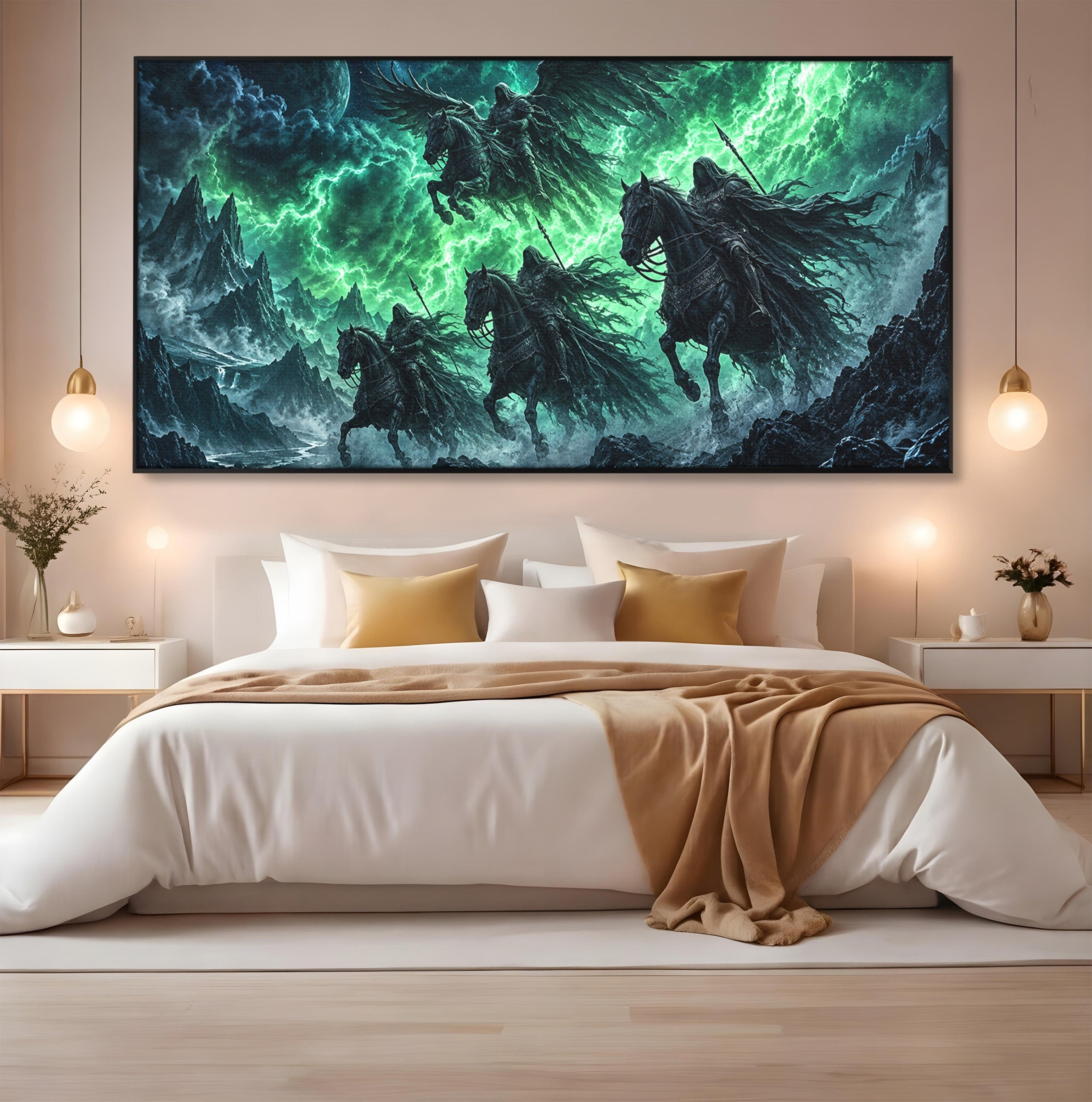Tablou Canvas Premium LuxCanva® U1069, Calaretii Apocalipsei, Fantezie, Mister, Apocalipsa, Cai, Dormitor, Culori Vibrante