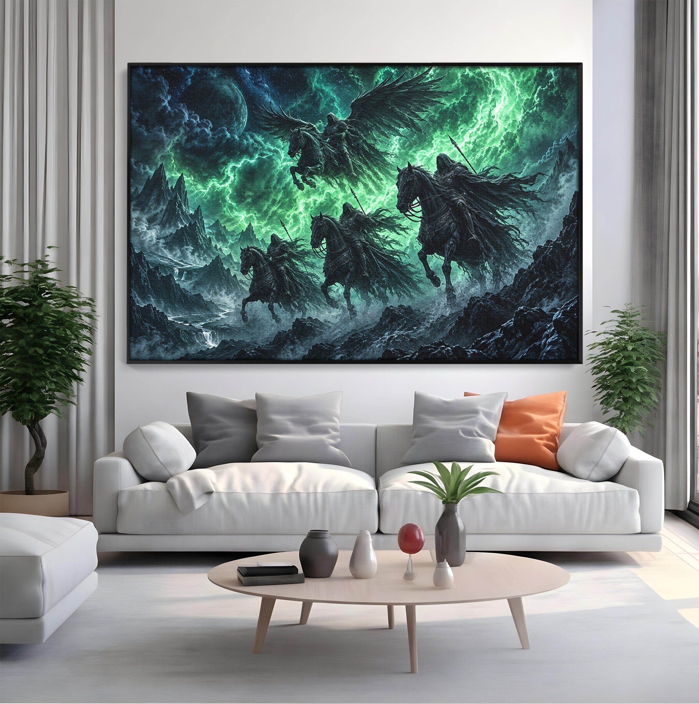 Tablou Canvas Premium LuxCanva® U1069, Calaretii Apocalipsei, Fantezie, Mister, Apocalipsa, Cai, Dormitor, Culori Vibrante