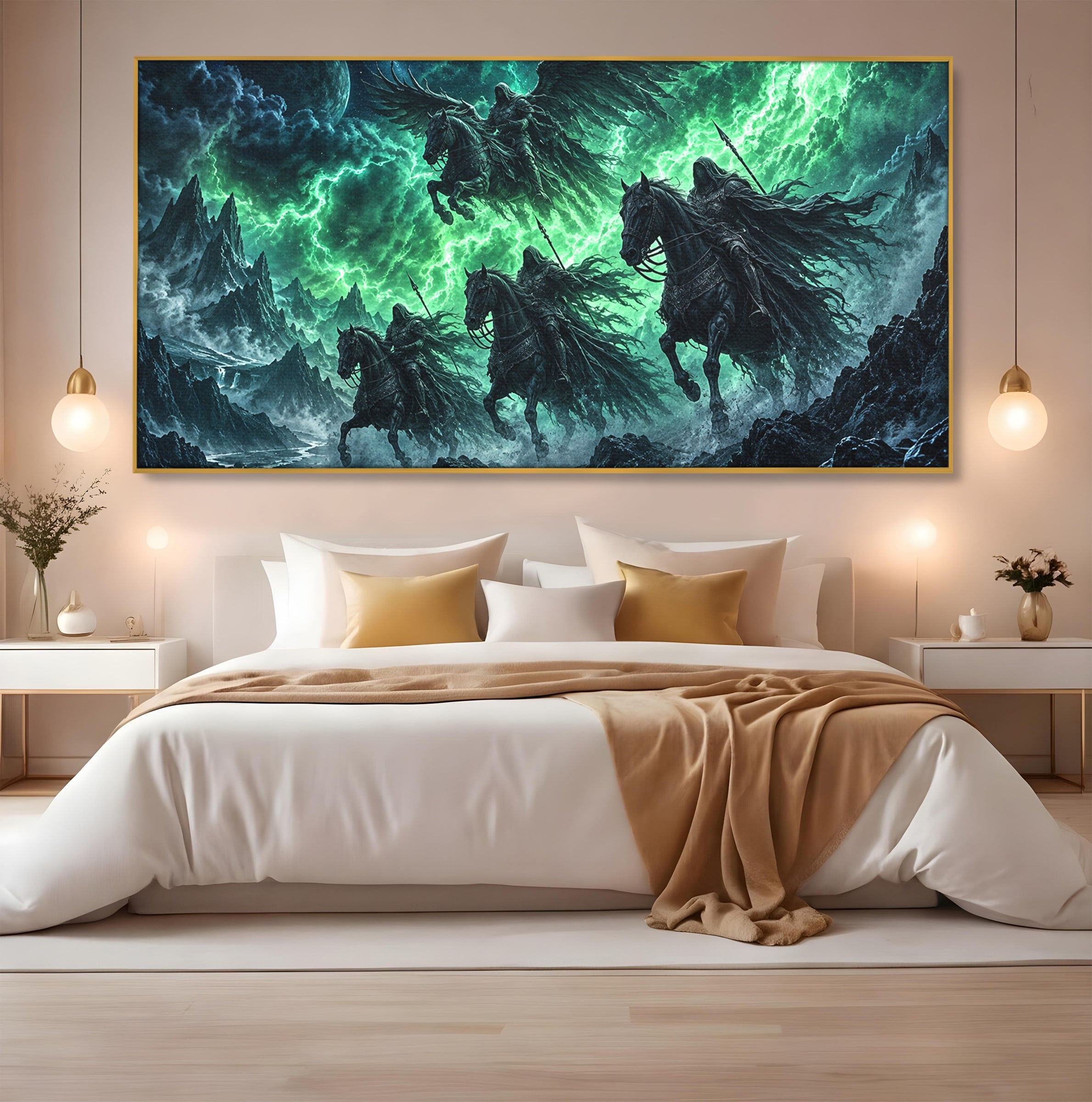Tablou Canvas Premium LuxCanva® U1069, Calaretii Apocalipsei, Fantezie, Mister, Apocalipsa, Cai, Dormitor, Culori Vibrante