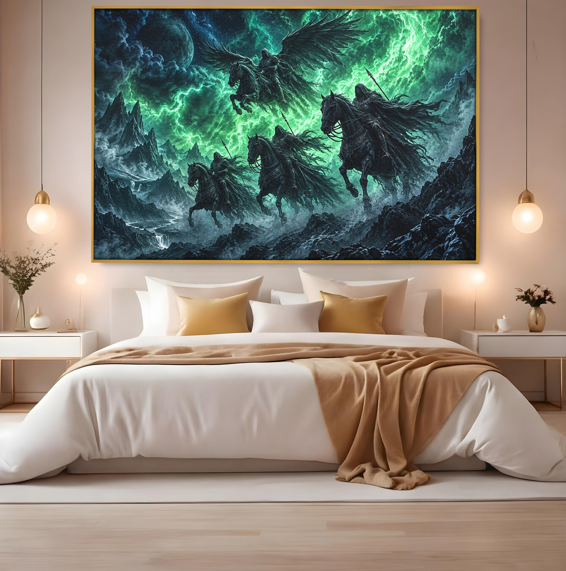 Tablou Canvas Premium LuxCanva® U1069, Calaretii Apocalipsei, Fantezie, Mister, Apocalipsa, Cai, Dormitor, Culori Vibrante