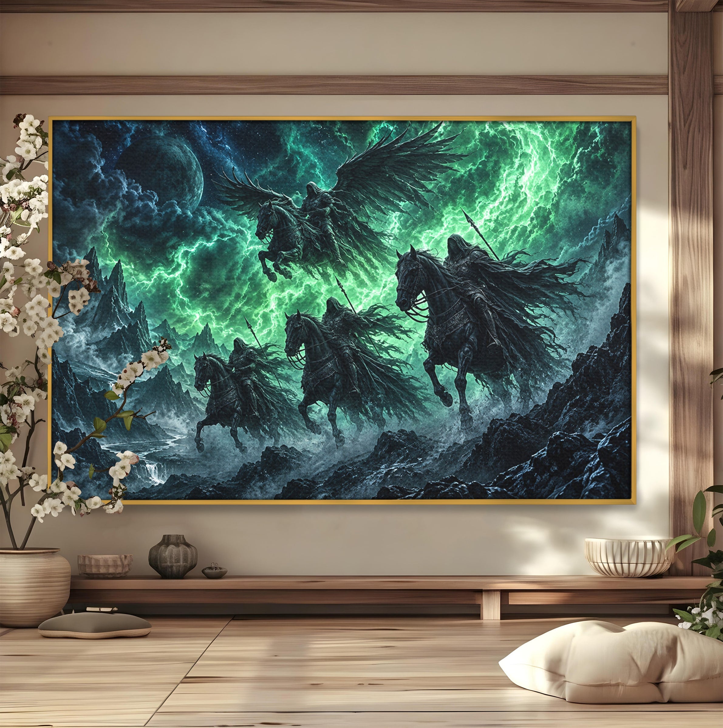 Tablou Canvas Premium LuxCanva® U1069, Calaretii Apocalipsei, Fantezie, Mister, Apocalipsa, Cai, Dormitor, Culori Vibrante