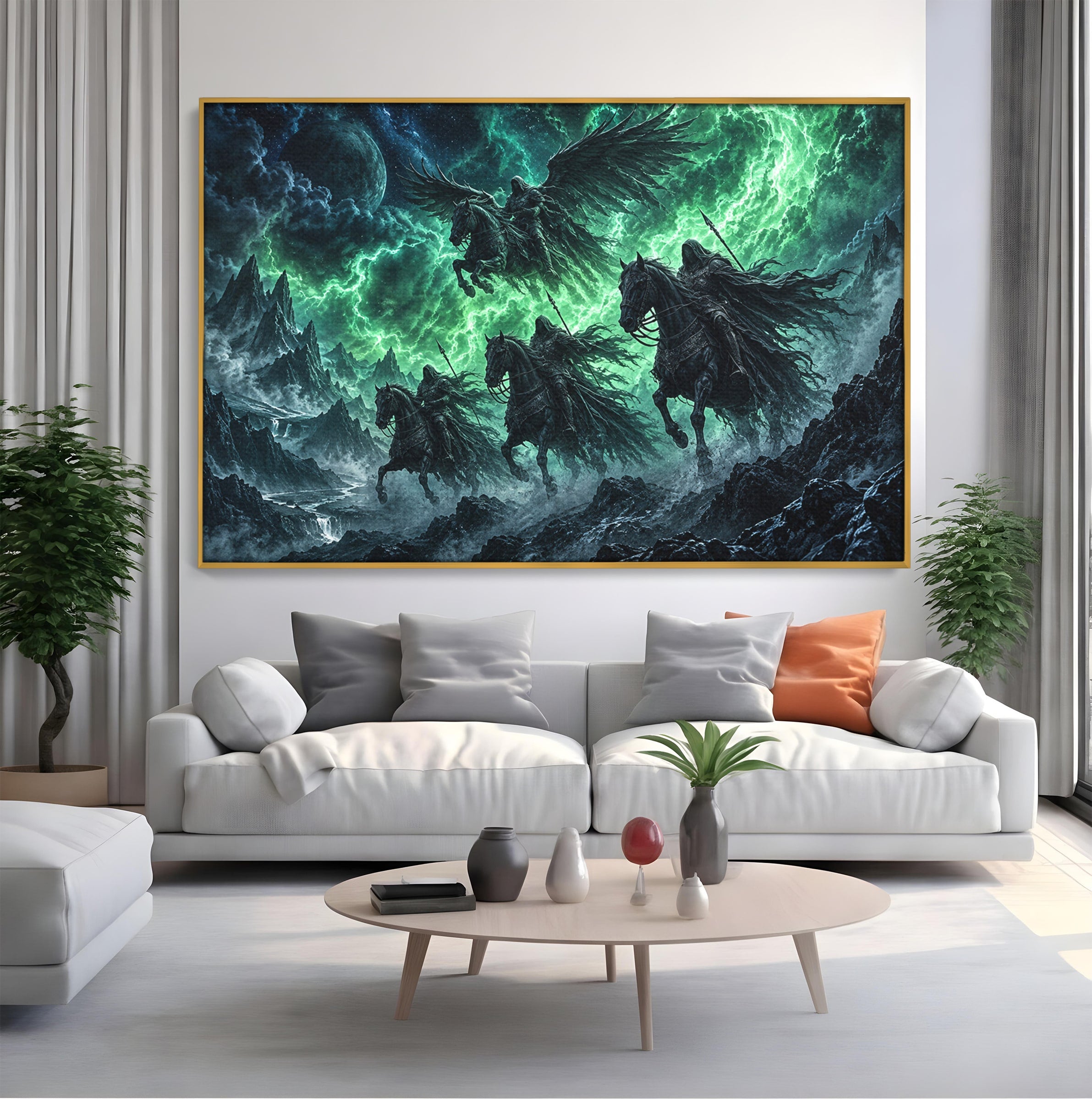 Tablou Canvas Premium LuxCanva® U1069, Calaretii Apocalipsei, Fantezie, Mister, Apocalipsa, Cai, Dormitor, Culori Vibrante