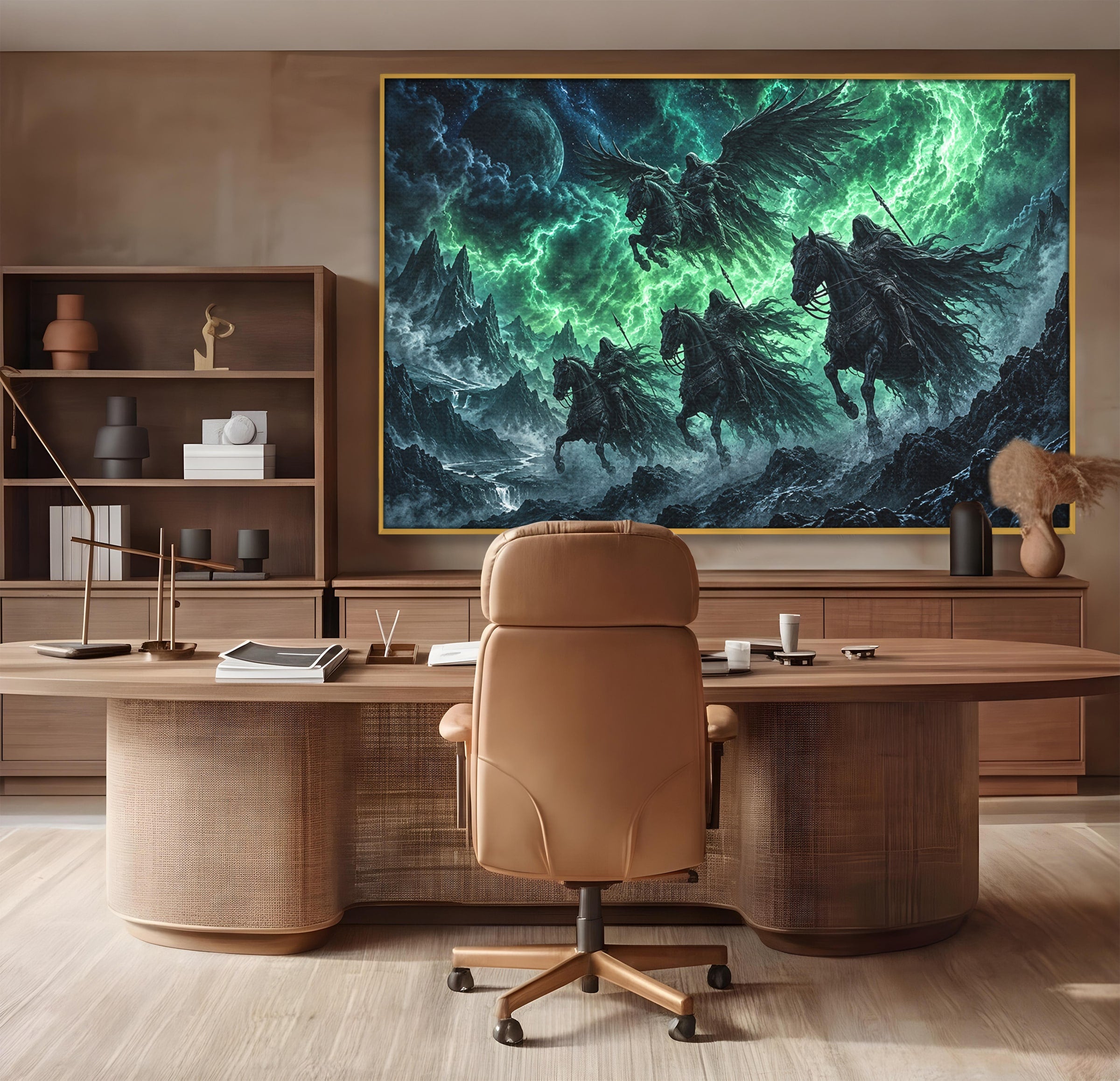 Tablou Canvas Premium LuxCanva® U1069, Calaretii Apocalipsei, Fantezie, Mister, Apocalipsa, Cai, Dormitor, Culori Vibrante