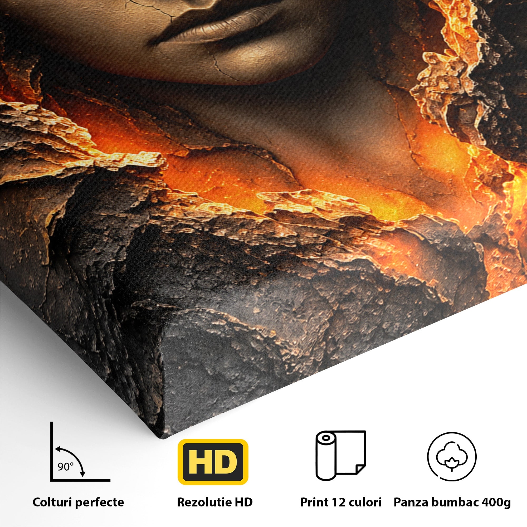 Tablou Canvas Premium LuxCanva® U1070, Femeie Renascuta Din Lava, Renastere, Chip, Femeie, Dormitor, Living, Culori Vibrante