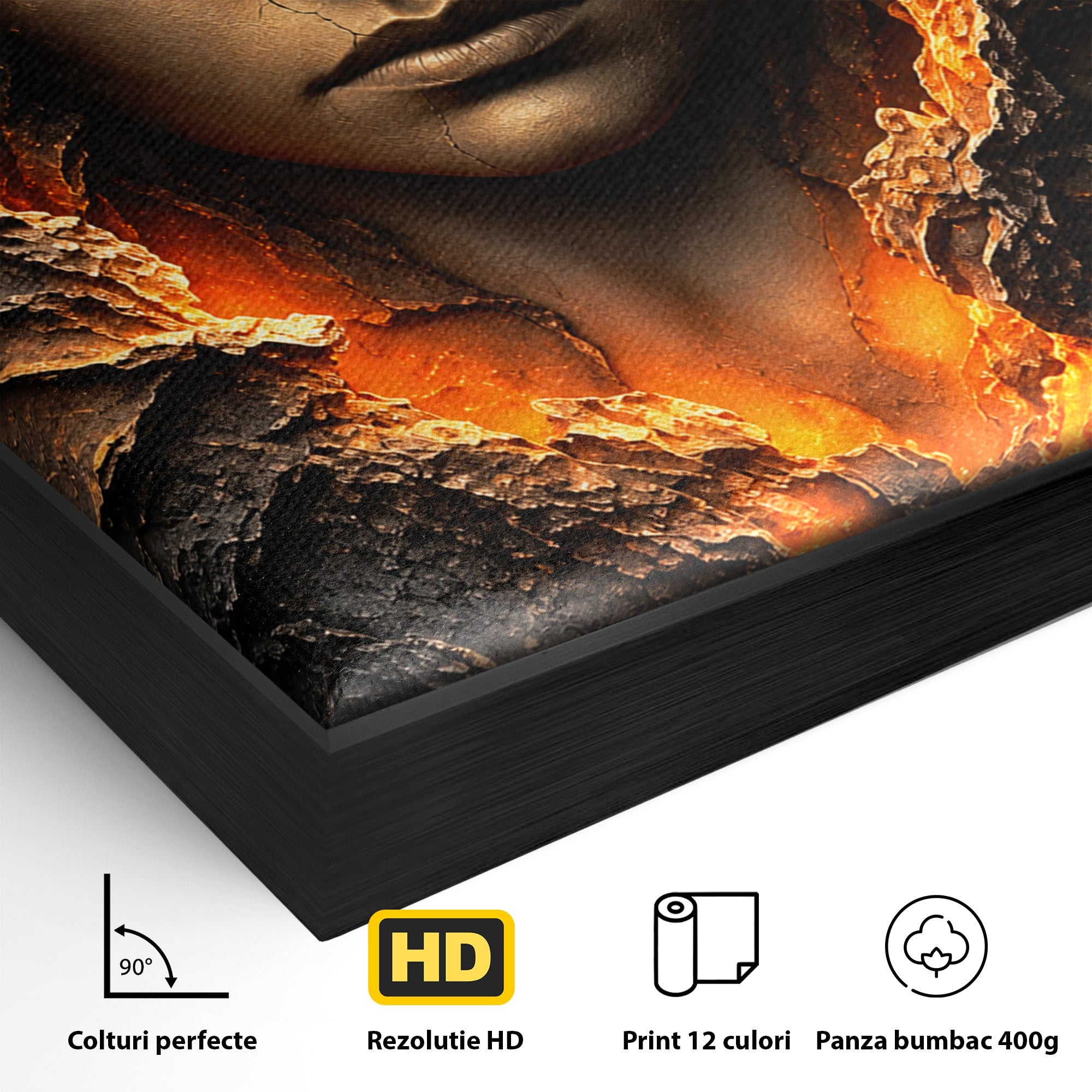 Tablou Canvas Premium LuxCanva® U1070, Femeie Renascuta Din Lava, Renastere, Chip, Femeie, Dormitor, Living, Culori Vibrante