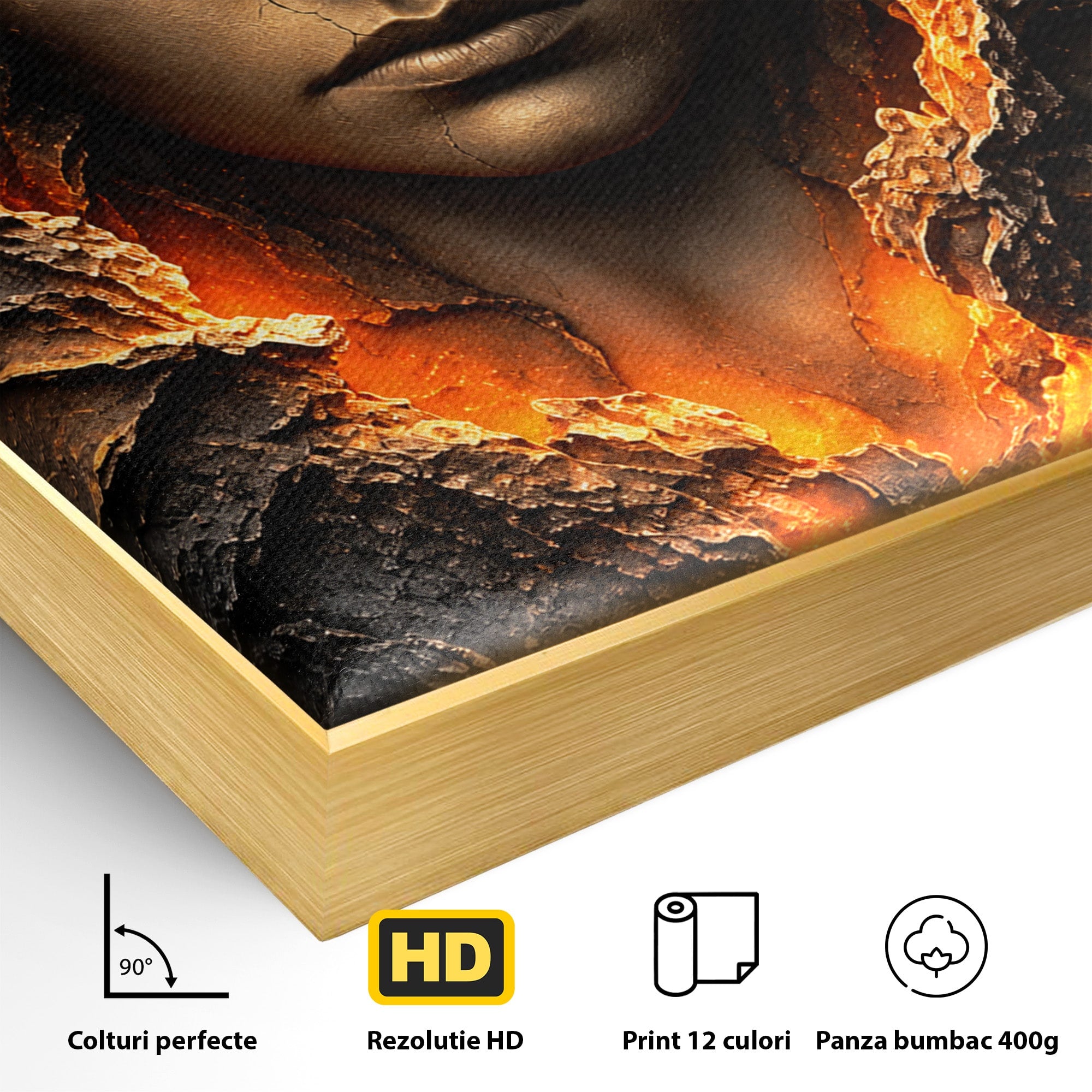 Tablou Canvas Premium LuxCanva® U1070, Femeie Renascuta Din Lava, Renastere, Chip, Femeie, Dormitor, Living, Culori Vibrante