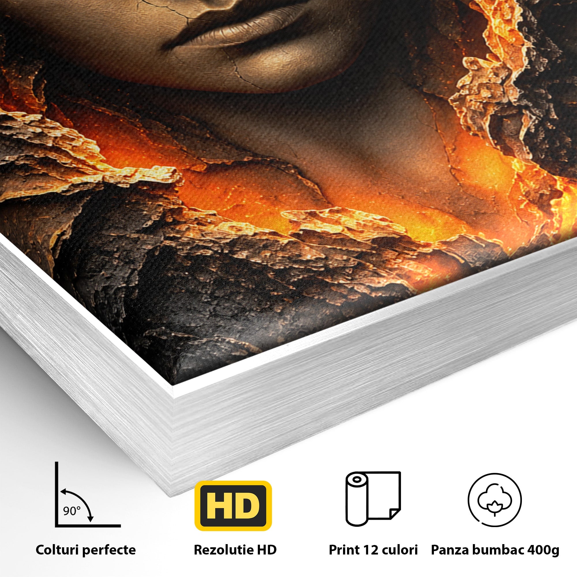 Tablou Canvas Premium LuxCanva® U1070, Femeie Renascuta Din Lava, Renastere, Chip, Femeie, Dormitor, Living, Culori Vibrante