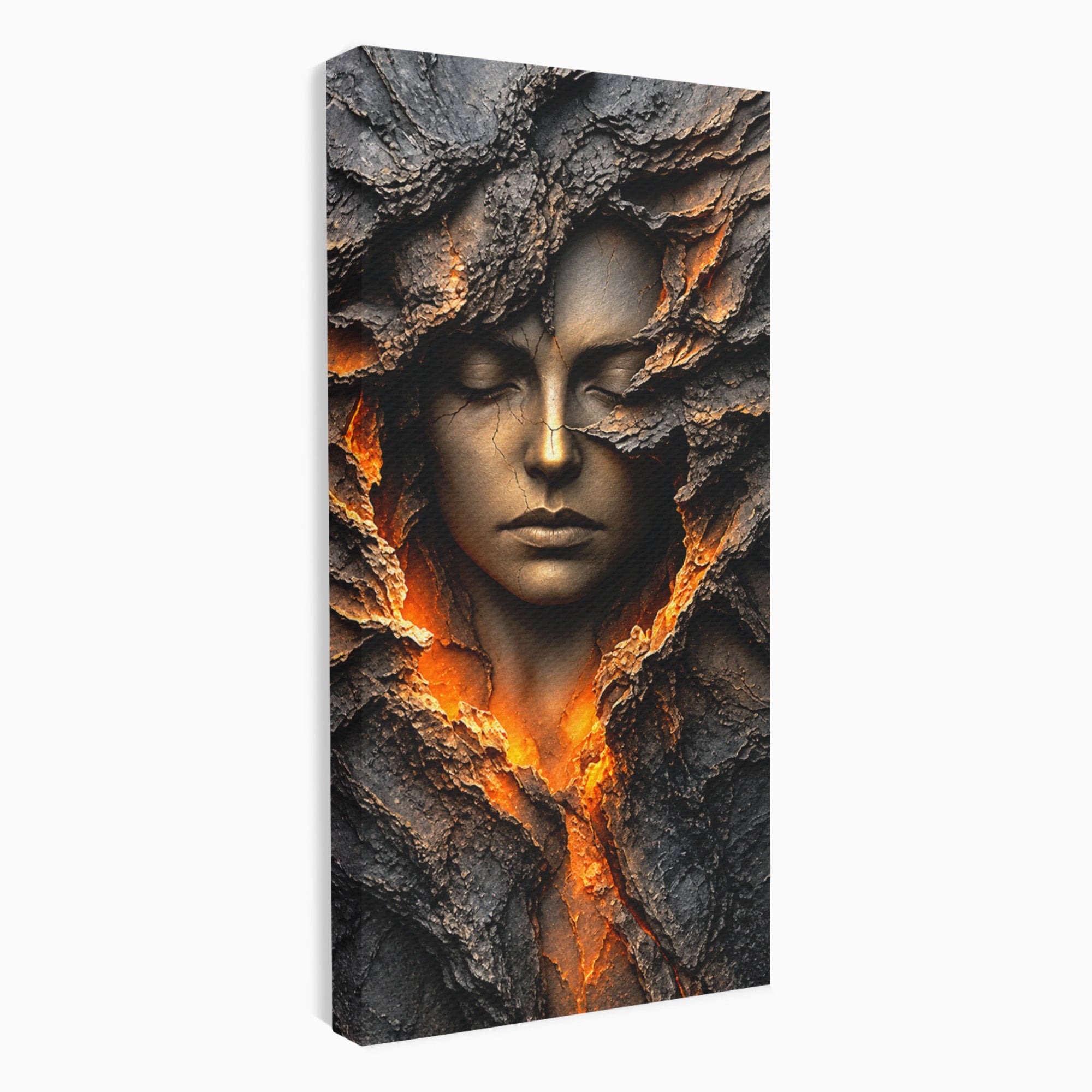 Tablou Canvas Premium LuxCanva® U1070, Femeie Renascuta Din Lava, Renastere, Chip, Femeie, Dormitor, Living, Culori Vibrante