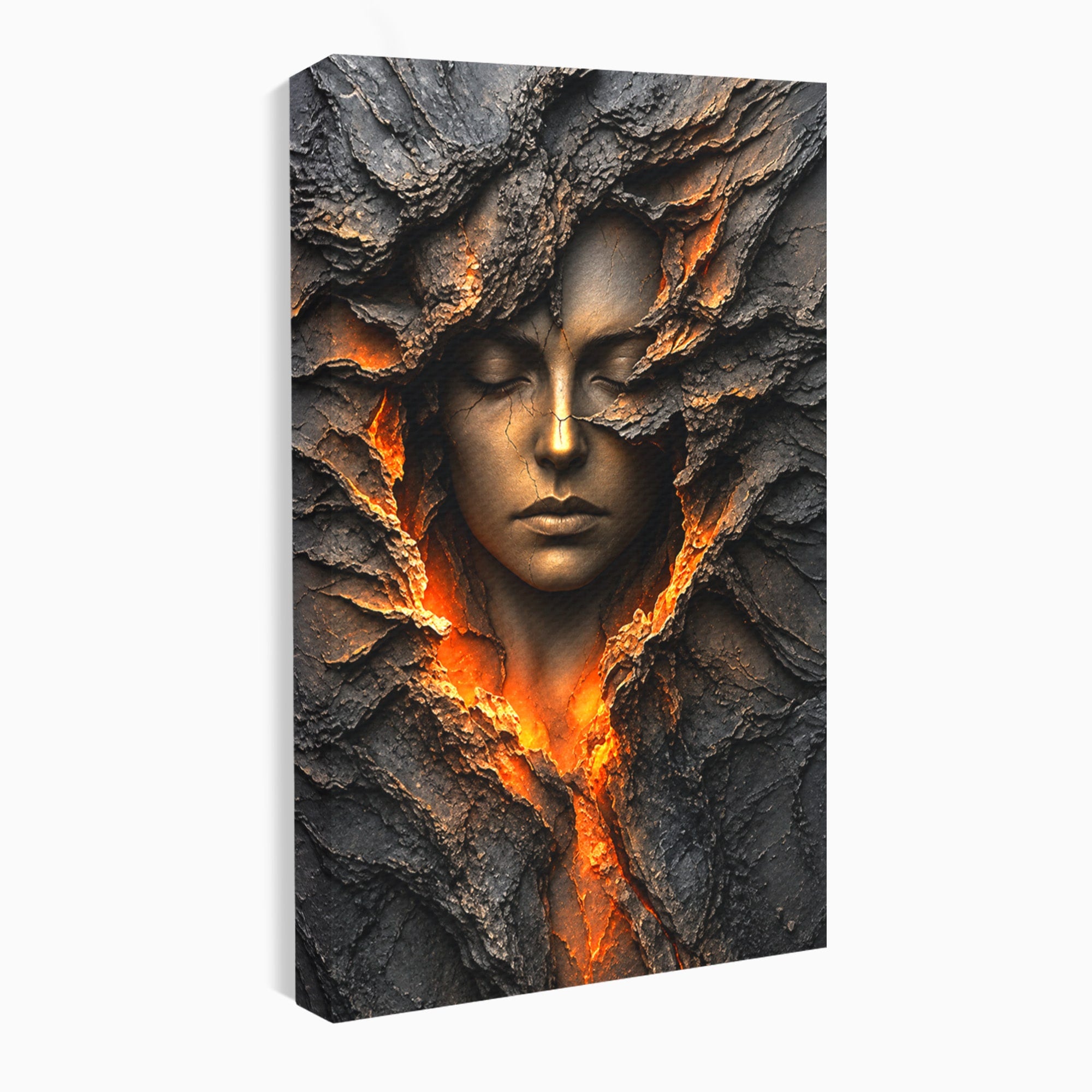 Tablou Canvas Premium LuxCanva® U1070, Femeie Renascuta Din Lava, Renastere, Chip, Femeie, Dormitor, Living, Culori Vibrante