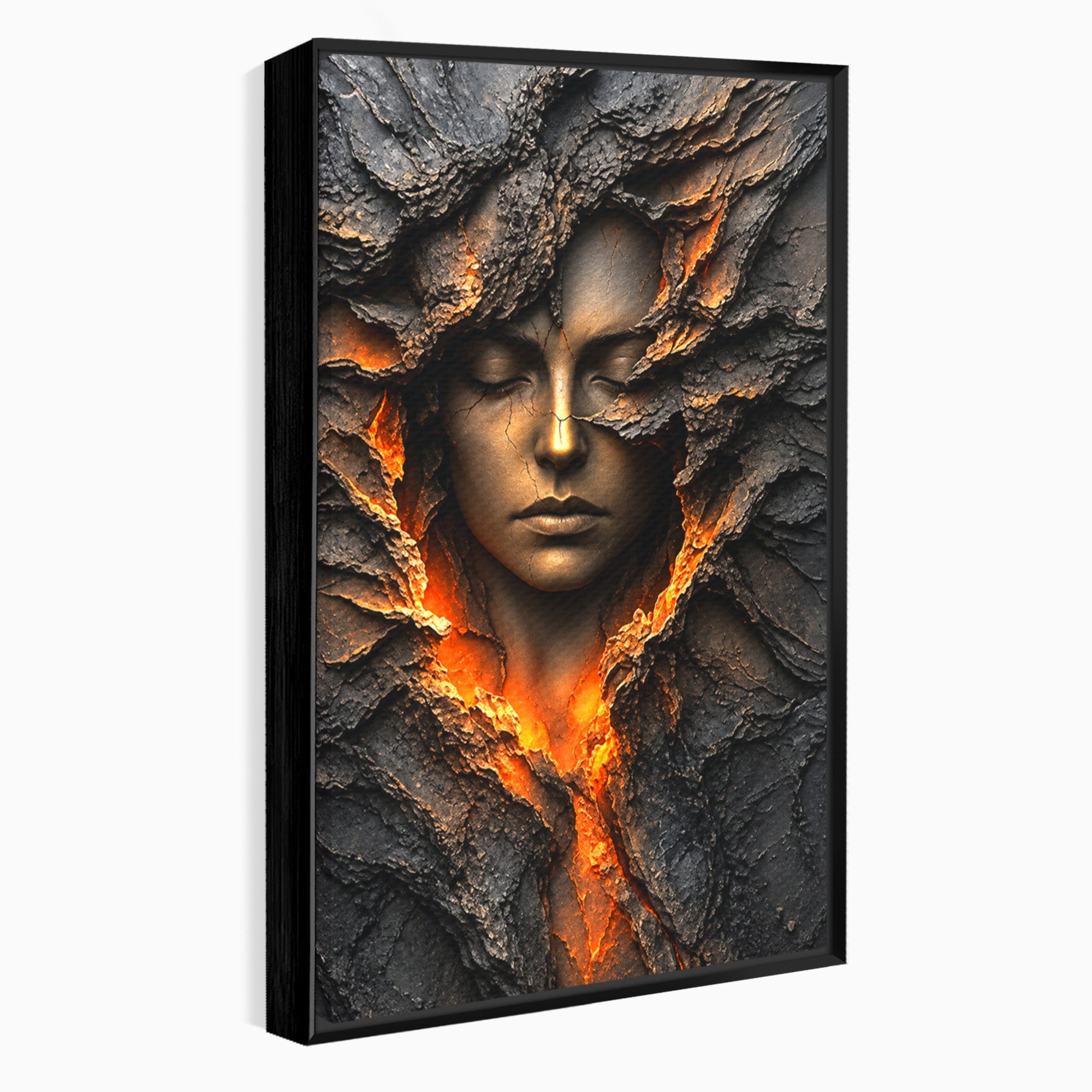 Tablou Canvas Premium LuxCanva® U1070, Femeie Renascuta Din Lava, Renastere, Chip, Femeie, Dormitor, Living, Culori Vibrante
