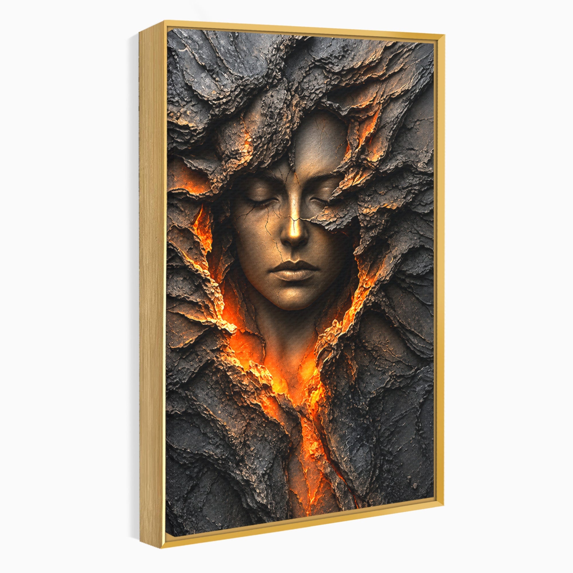 Tablou Canvas Premium LuxCanva® U1070, Femeie Renascuta Din Lava, Renastere, Chip, Femeie, Dormitor, Living, Culori Vibrante
