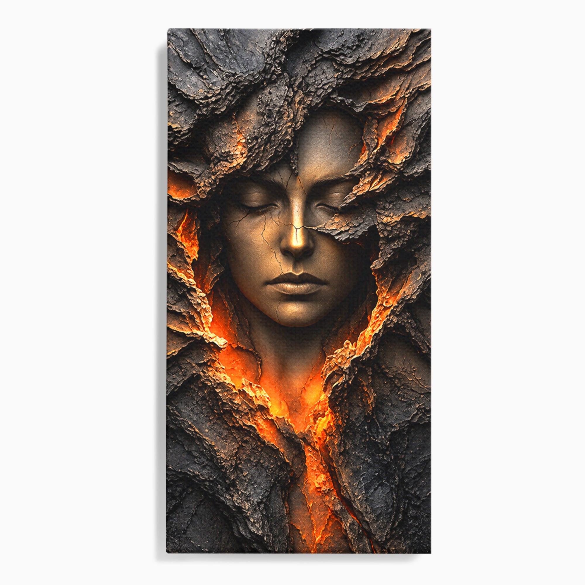 Tablou Canvas Premium LuxCanva® U1070, Femeie Renascuta Din Lava, Renastere, Chip, Femeie, Dormitor, Living, Culori Vibrante