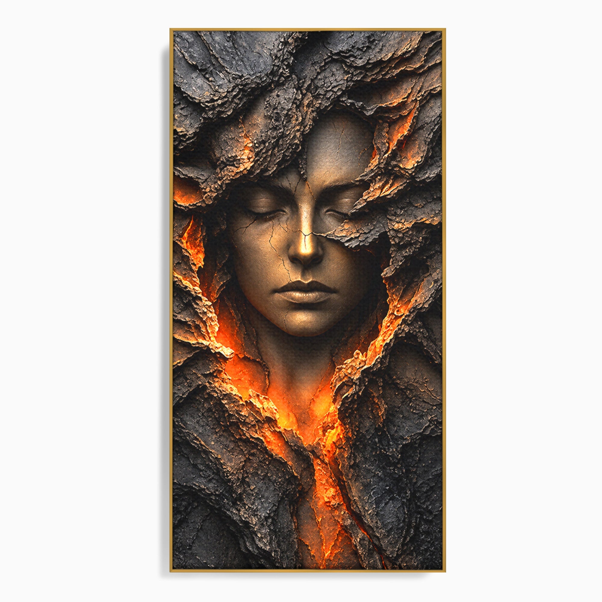 Tablou Canvas Premium LuxCanva® U1070, Femeie Renascuta Din Lava, Renastere, Chip, Femeie, Dormitor, Living, Culori Vibrante
