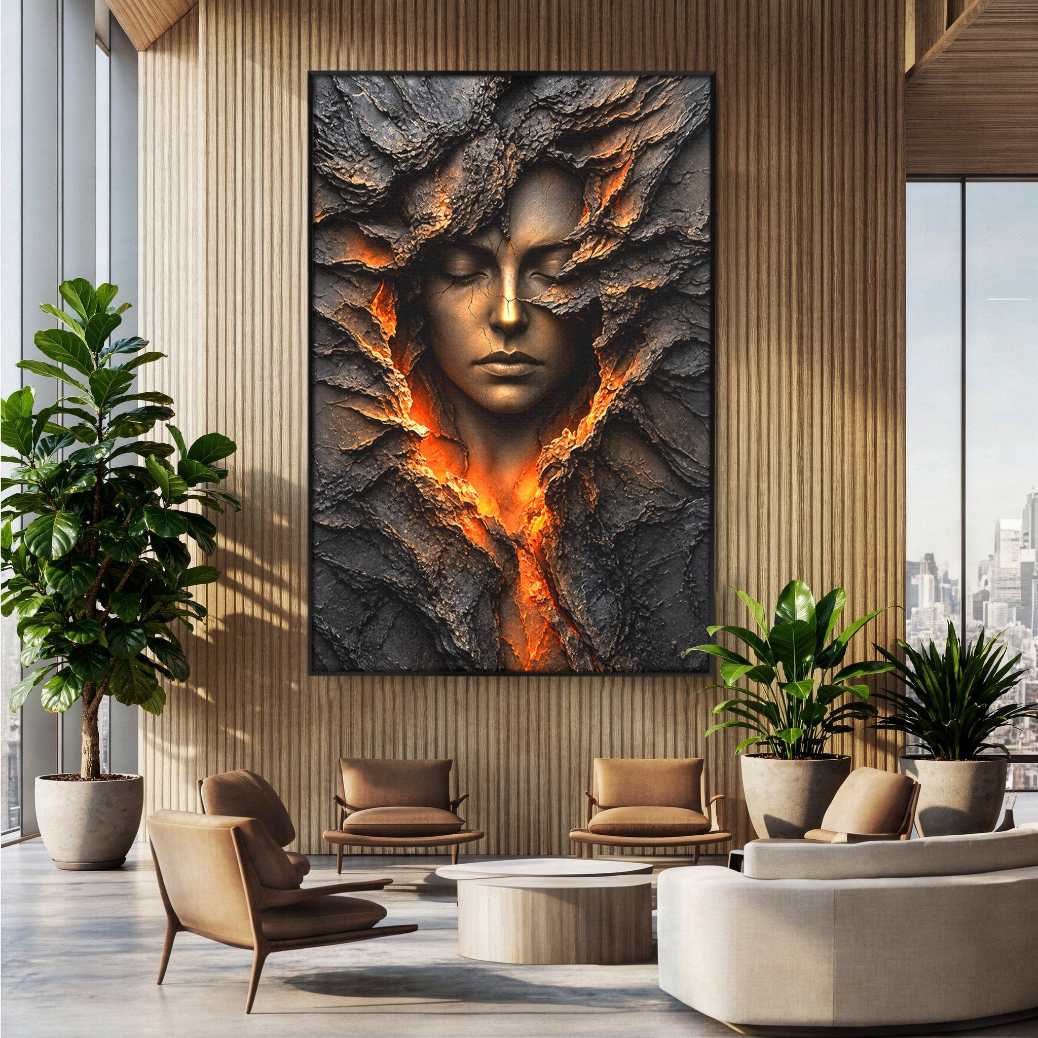 Tablou Canvas Premium LuxCanva® U1070, Femeie Renascuta Din Lava, Renastere, Chip, Femeie, Dormitor, Living, Culori Vibrante