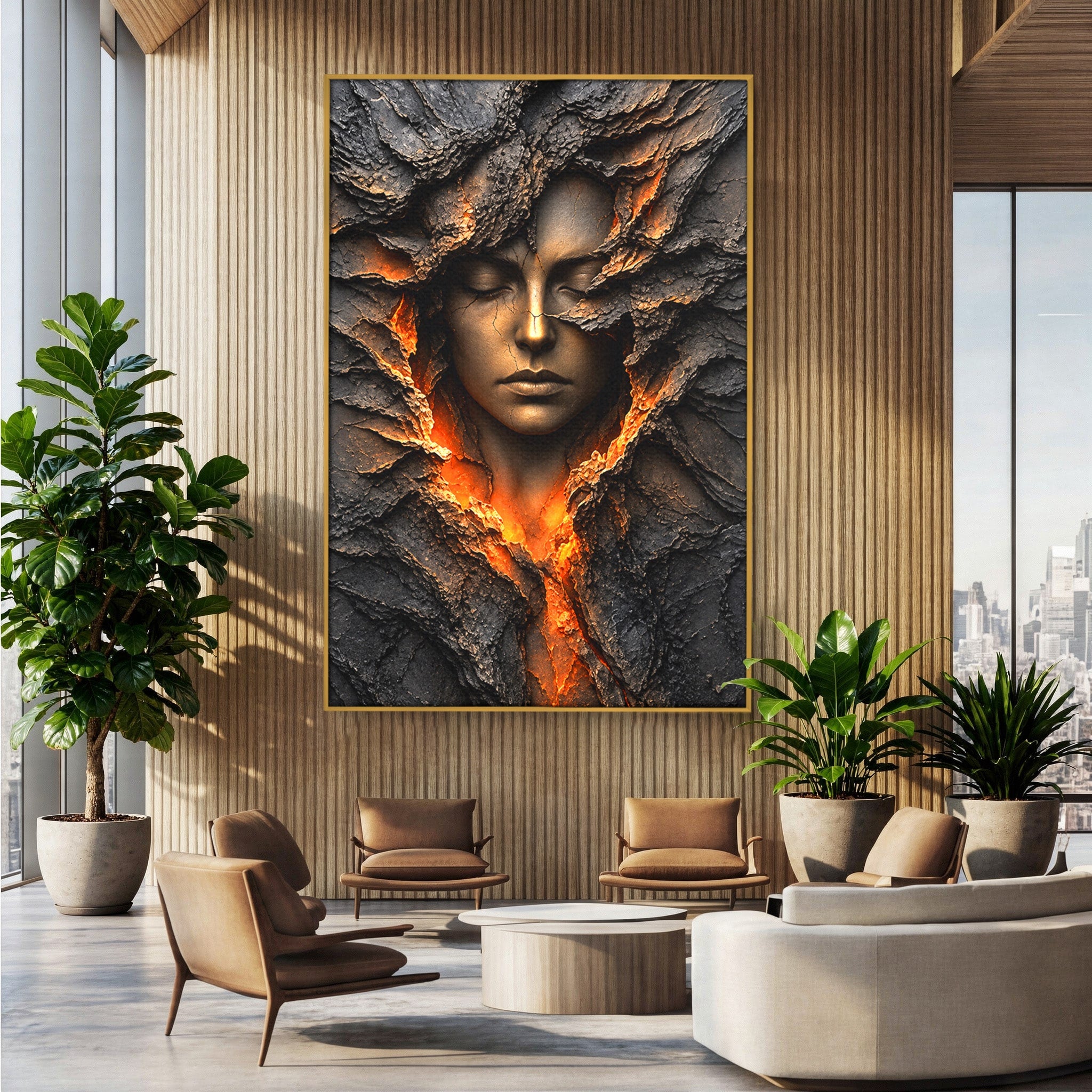 Tablou Canvas Premium LuxCanva® U1070, Femeie Renascuta Din Lava, Renastere, Chip, Femeie, Dormitor, Living, Culori Vibrante