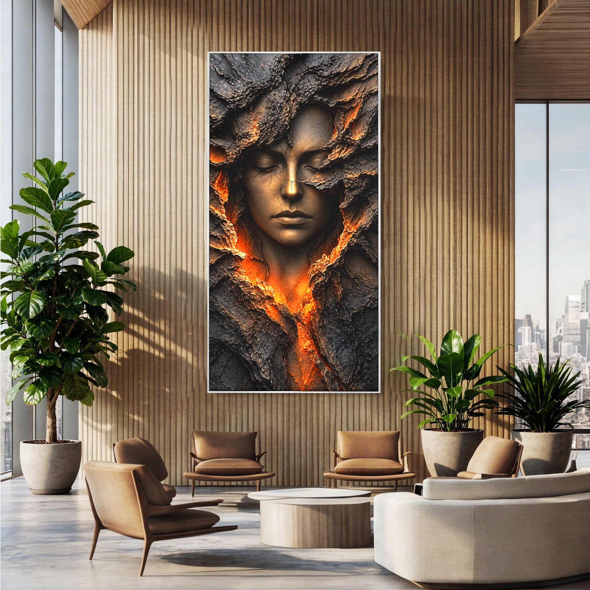Tablou Canvas Premium LuxCanva® U1070, Femeie Renascuta Din Lava, Renastere, Chip, Femeie, Dormitor, Living, Culori Vibrante