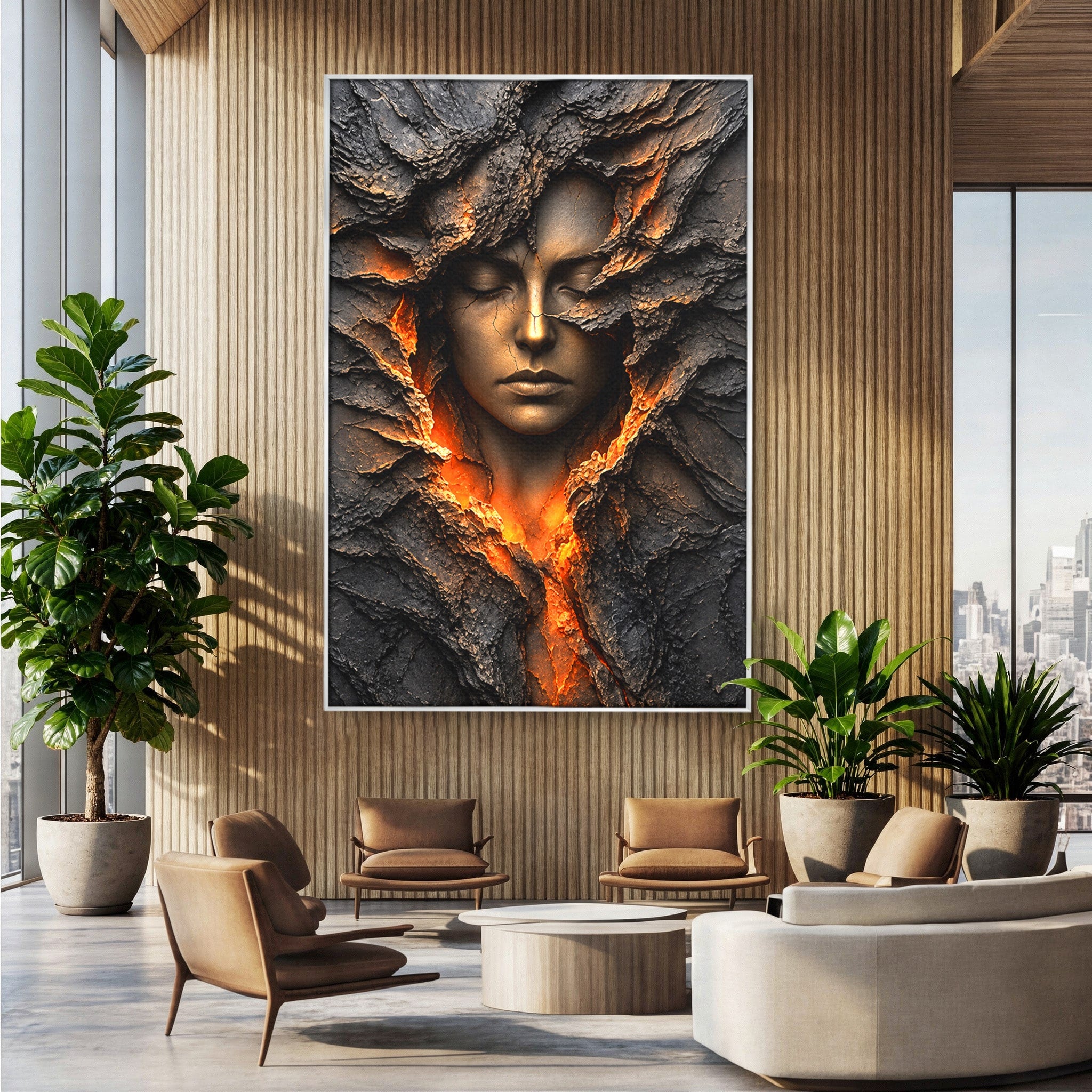 Tablou Canvas Premium LuxCanva® U1070, Femeie Renascuta Din Lava, Renastere, Chip, Femeie, Dormitor, Living, Culori Vibrante