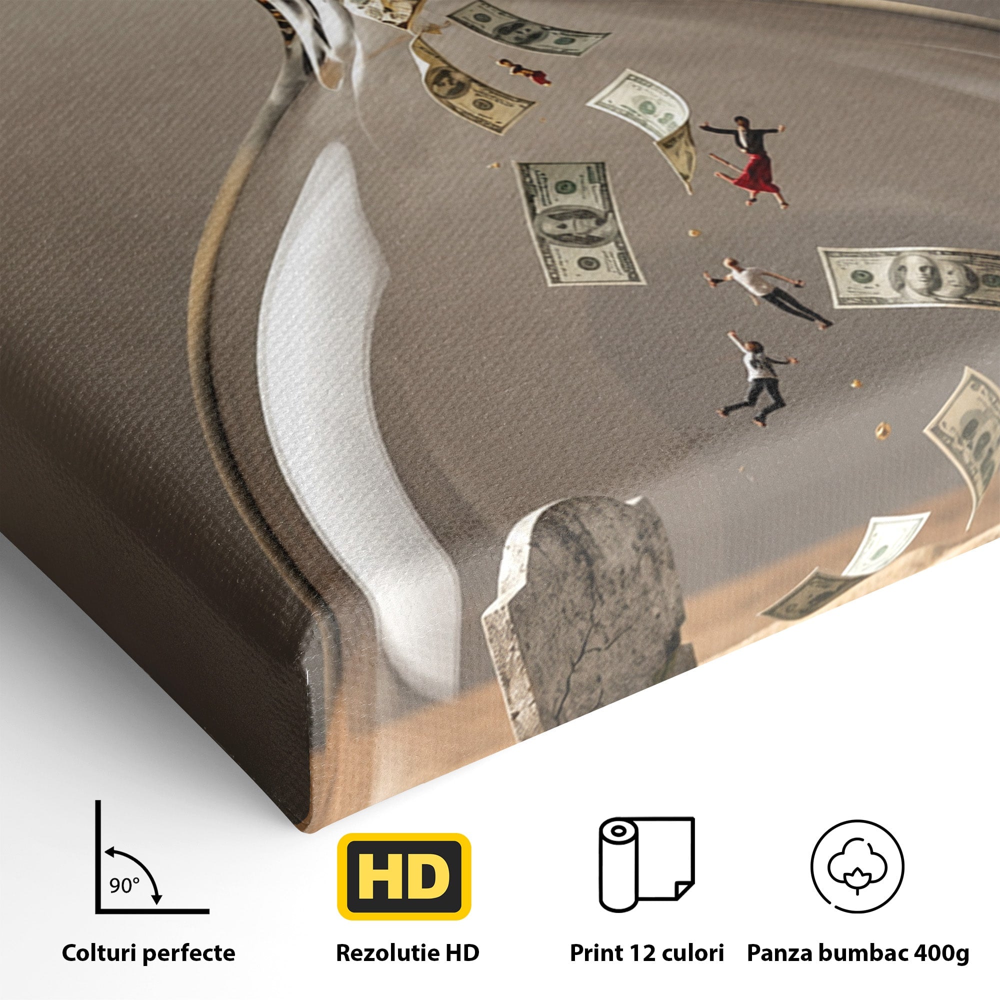 Tablou Canvas Premium LuxCanva® U1072, Clepsidra Timpului, Viata, Averi, Conceptual, Birou, Clepsidra, Culori Vibrante