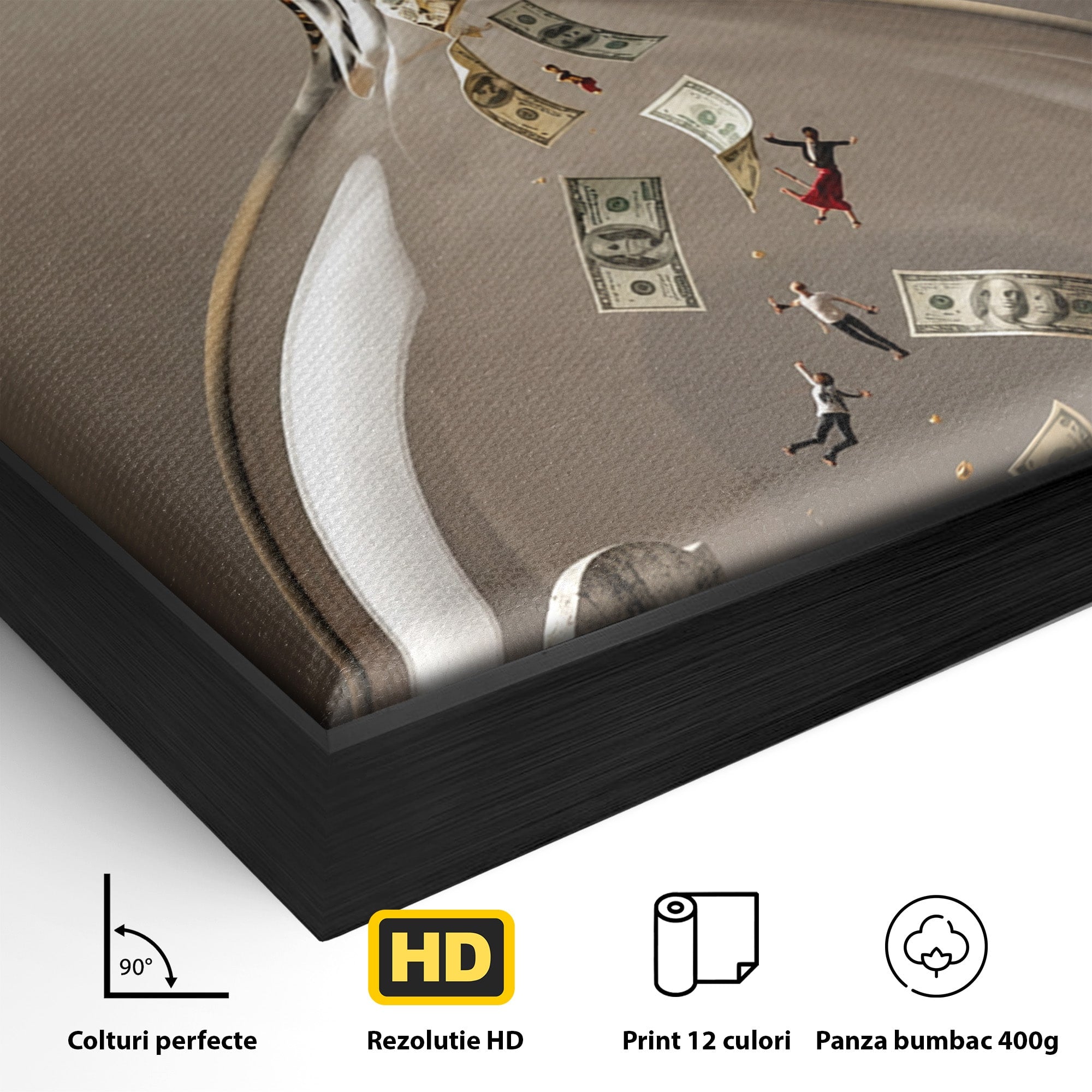 Tablou Canvas Premium LuxCanva® U1072, Clepsidra Timpului, Viata, Averi, Conceptual, Birou, Clepsidra, Culori Vibrante